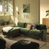 Daphnis Fern Green Velvet Sofa, Grande Chaise Sofa Left Hand