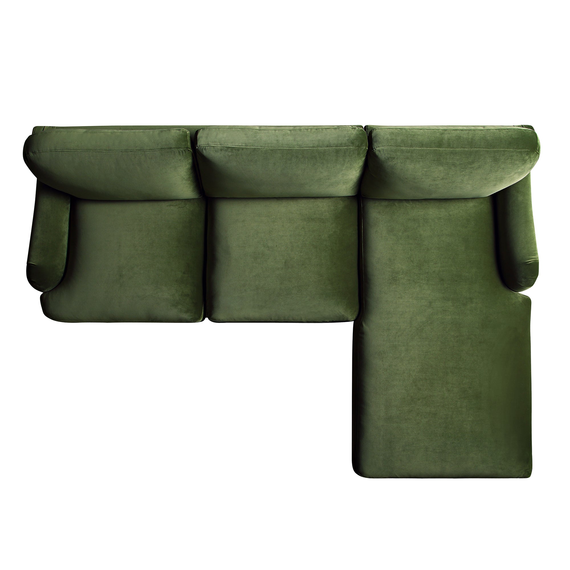 Daphnis Fern Green Velvet Sofa, Grande Chaise Sofa Right Hand