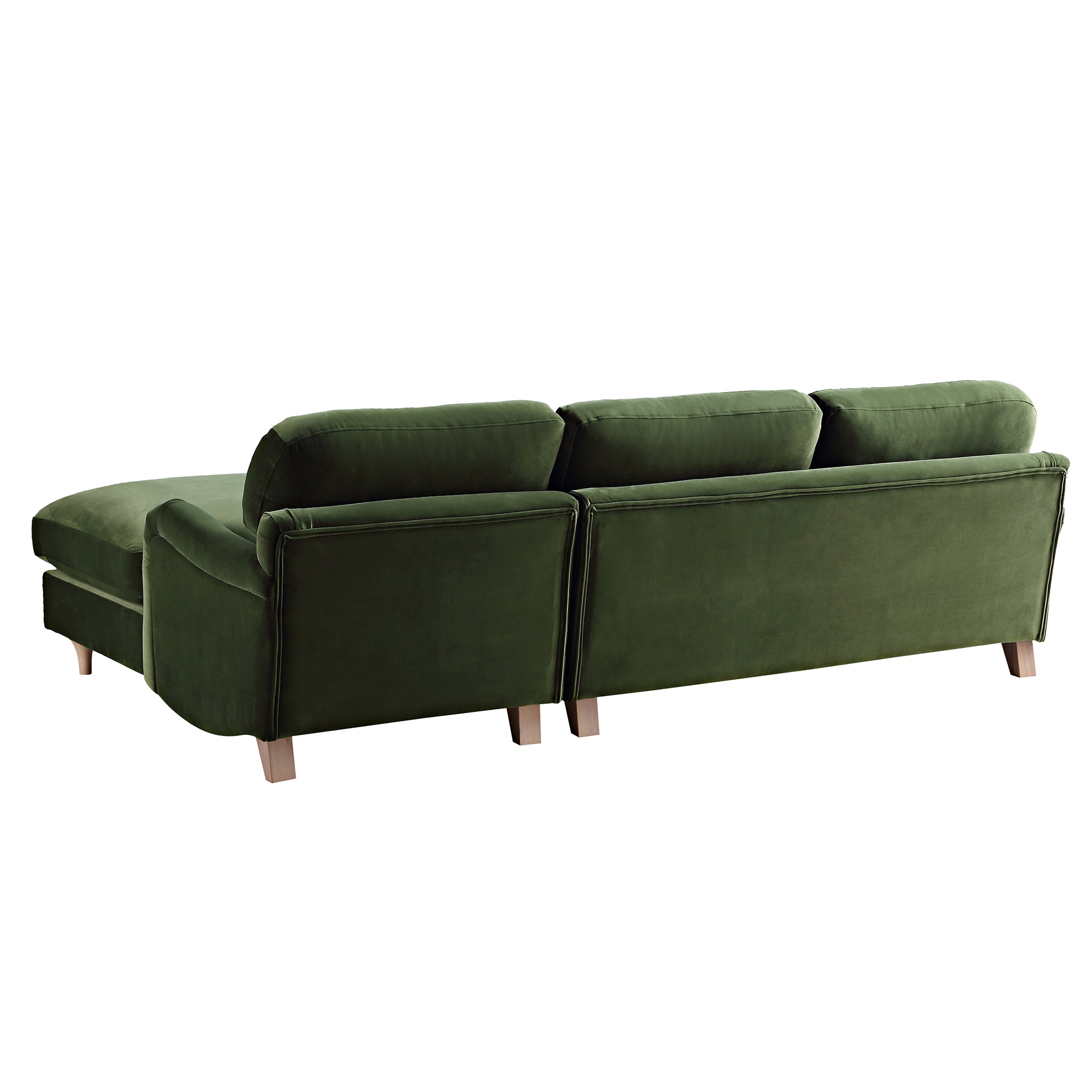 Daphnis Fern Green Velvet Sofa, Grande Chaise Sofa Right Hand