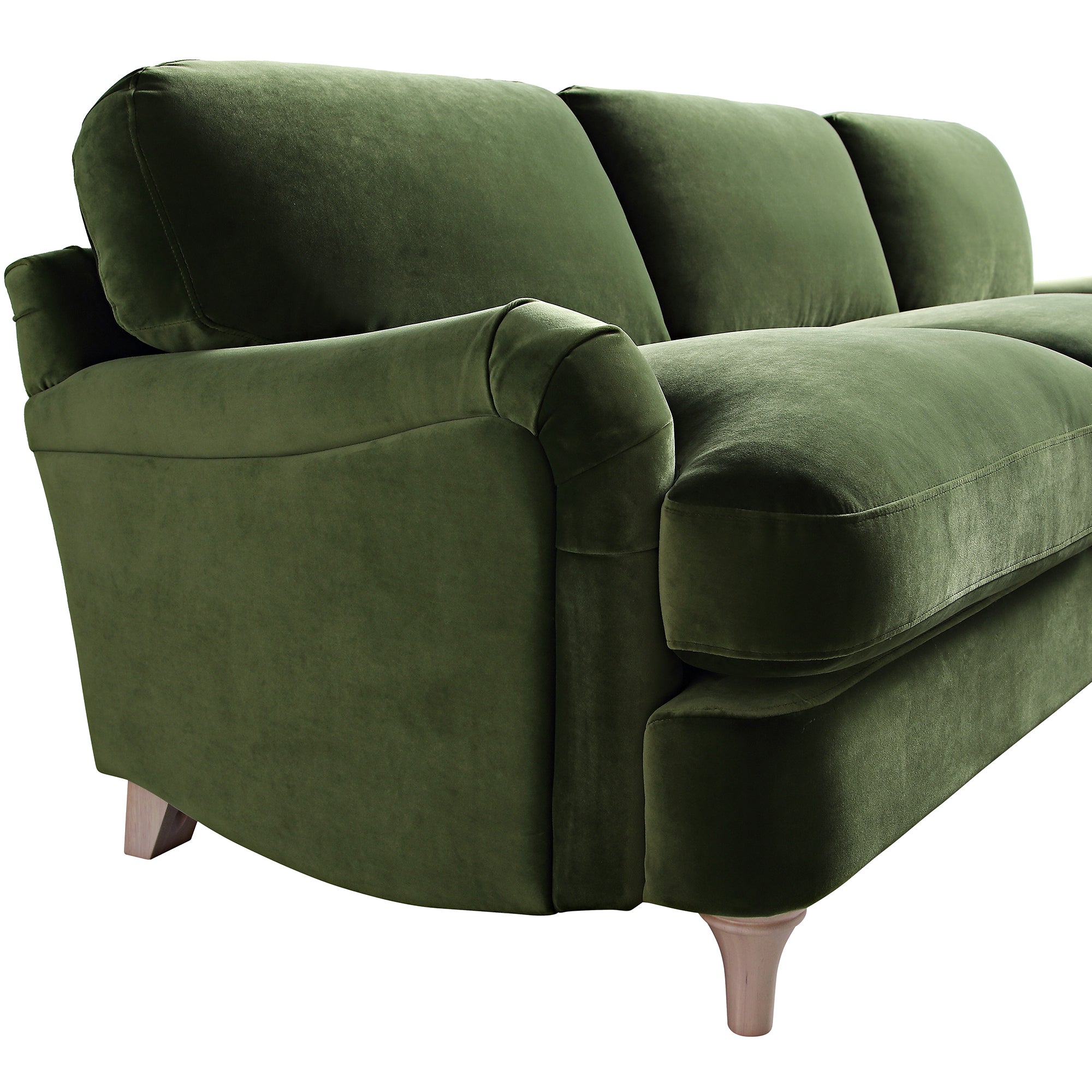 Daphnis Fern Green Velvet Sofa, Grande Chaise Sofa Right Hand