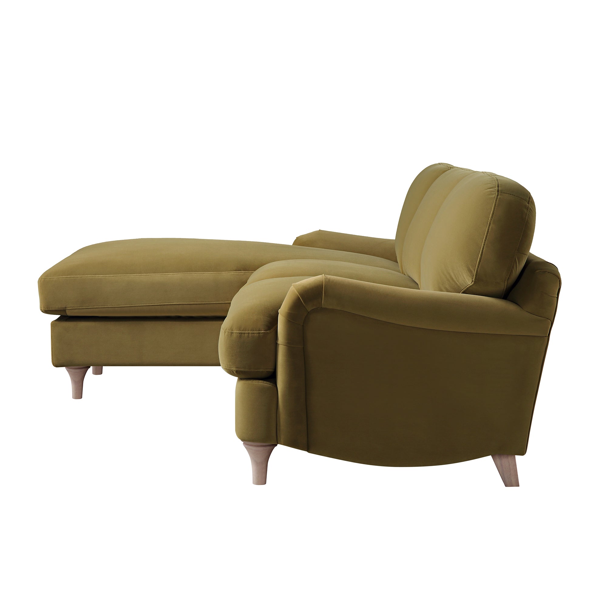 Daphnis Fudge Velvet Sofa, Grande Chaise Sofa Left Hand