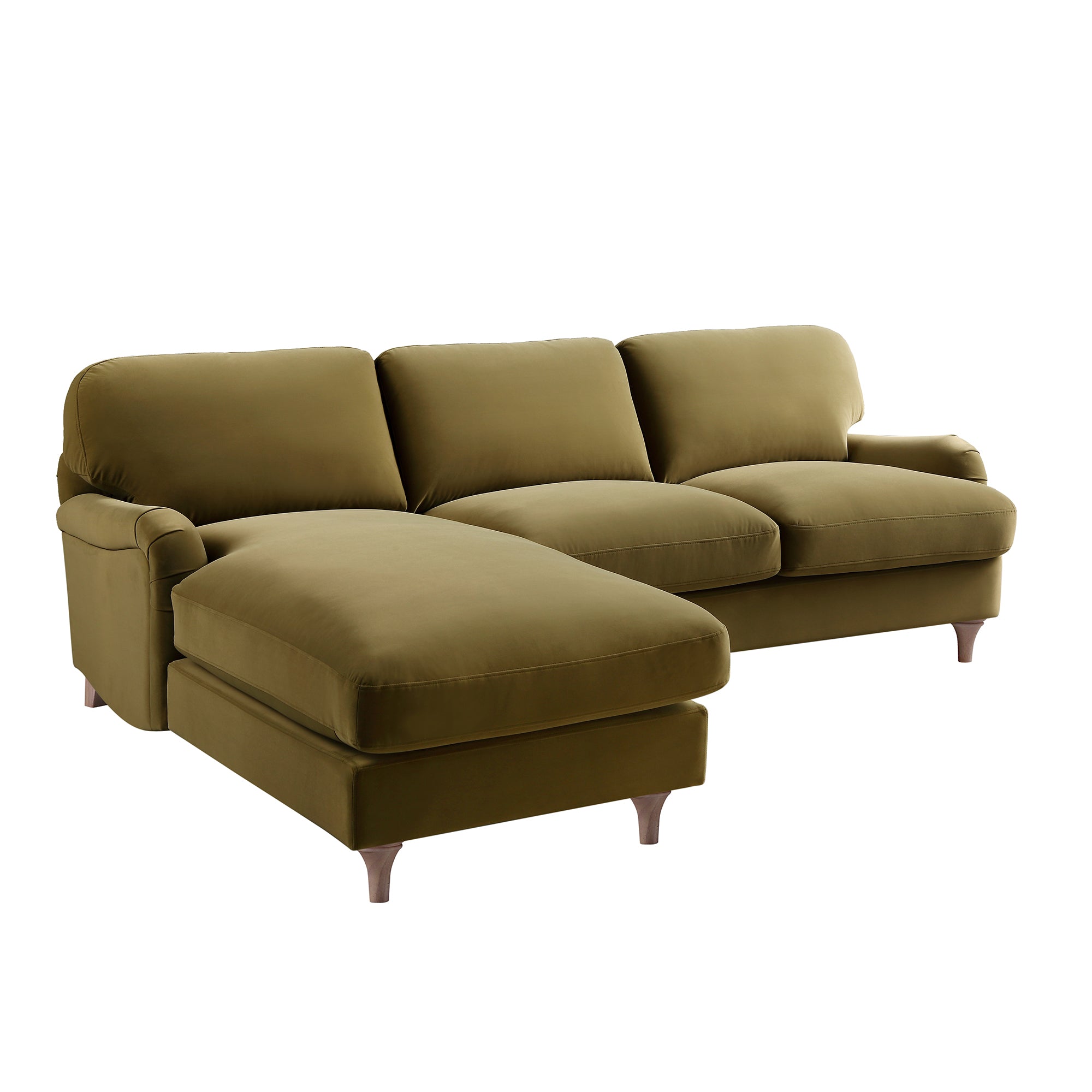 Daphnis Fudge Velvet Sofa, Grande Chaise Sofa Left Hand