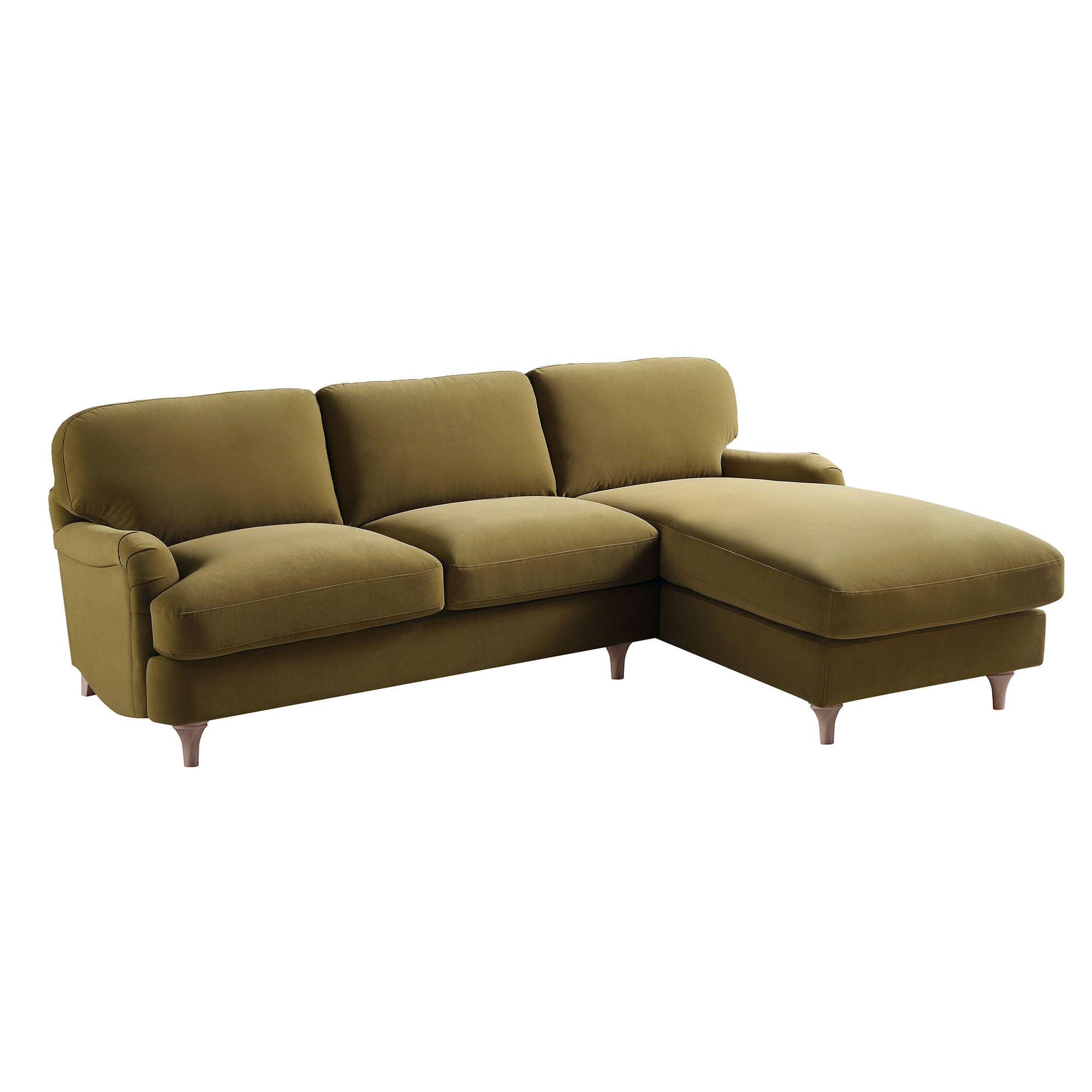 Daphnis Fudge Velvet Sofa, Grande Chaise Sofa Right Hand