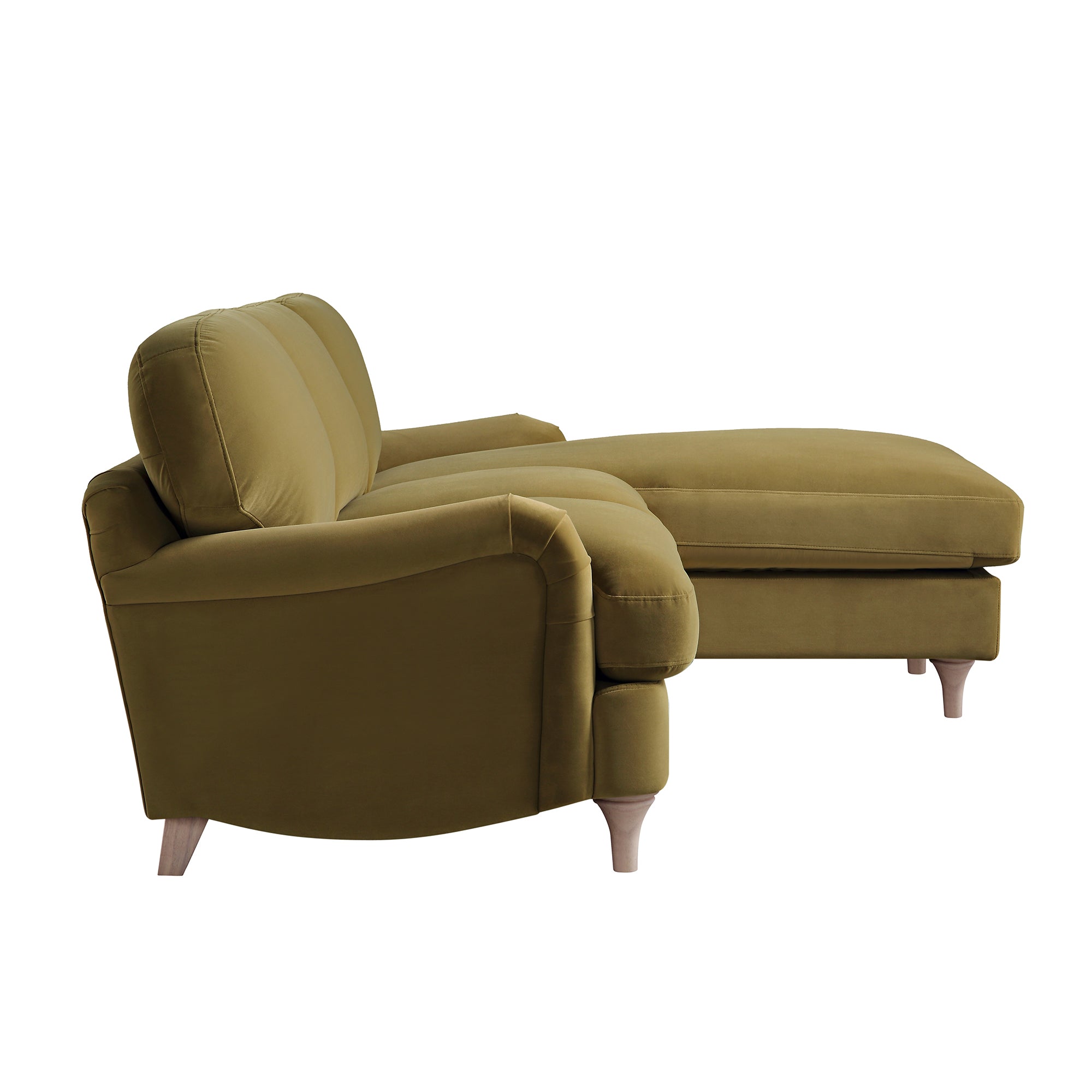 Daphnis Fudge Velvet Sofa, Grande Chaise Sofa Right Hand