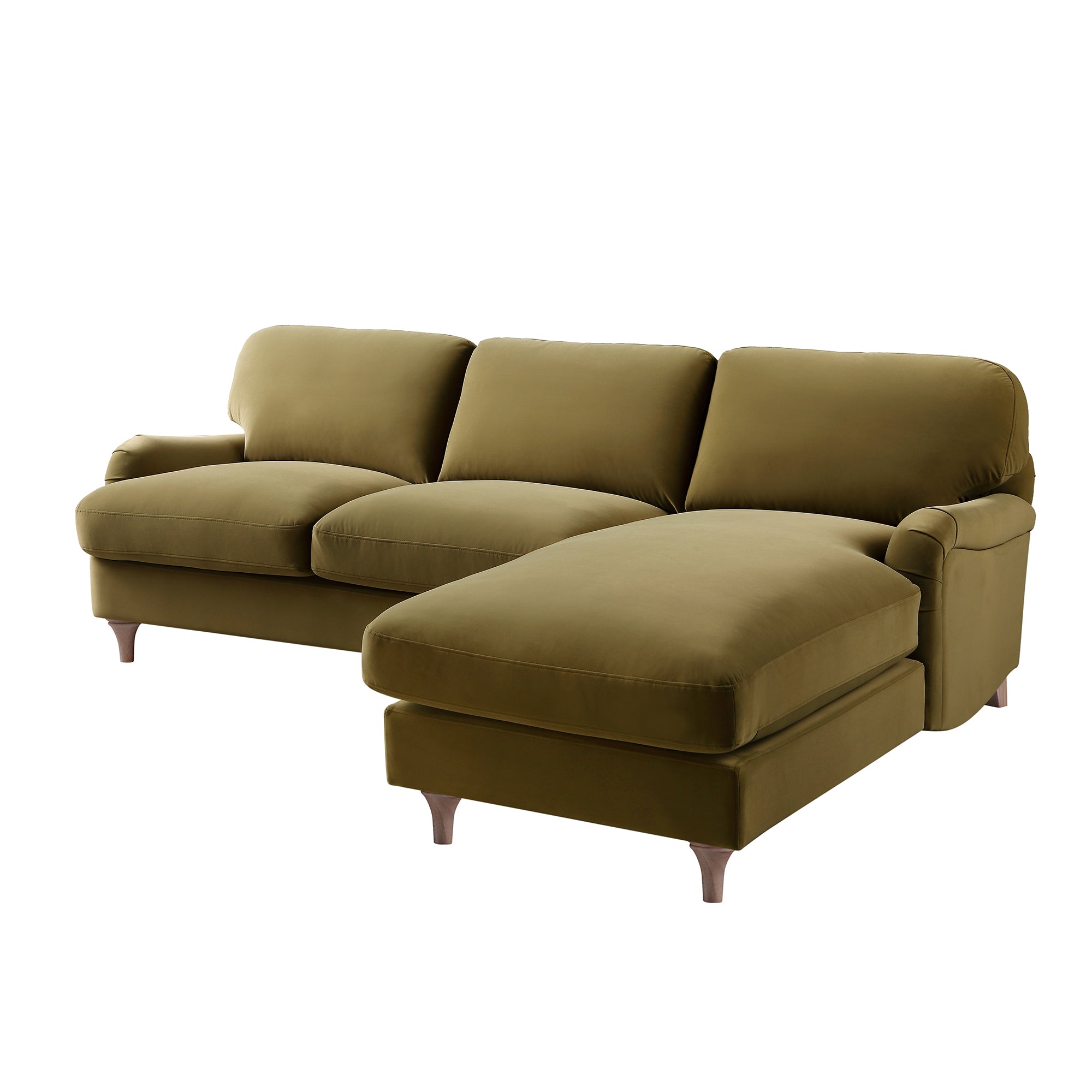 Daphnis Fudge Velvet Sofa, Grande Chaise Sofa Right Hand