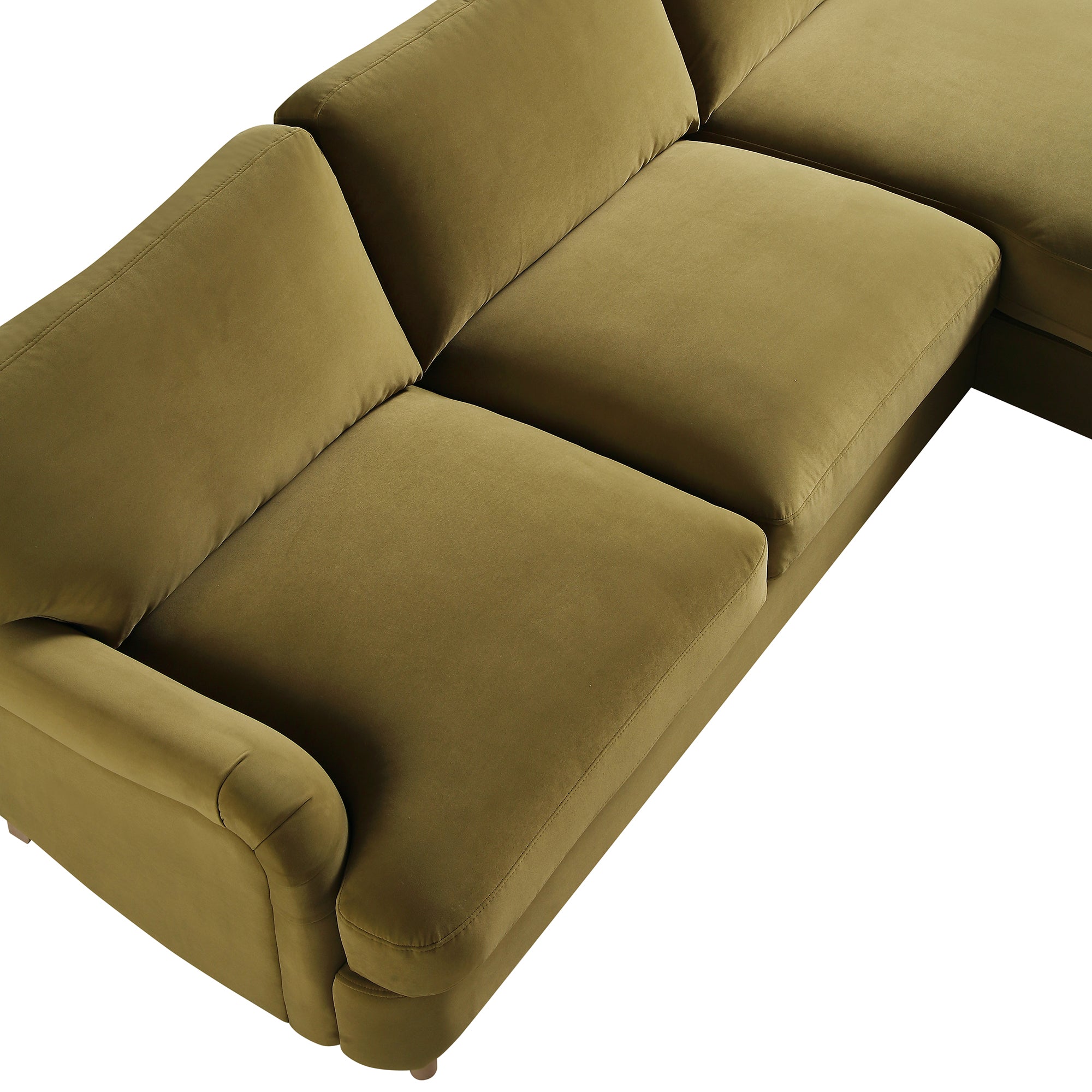 Daphnis Fudge Velvet Sofa, Grande Chaise Sofa Right Hand