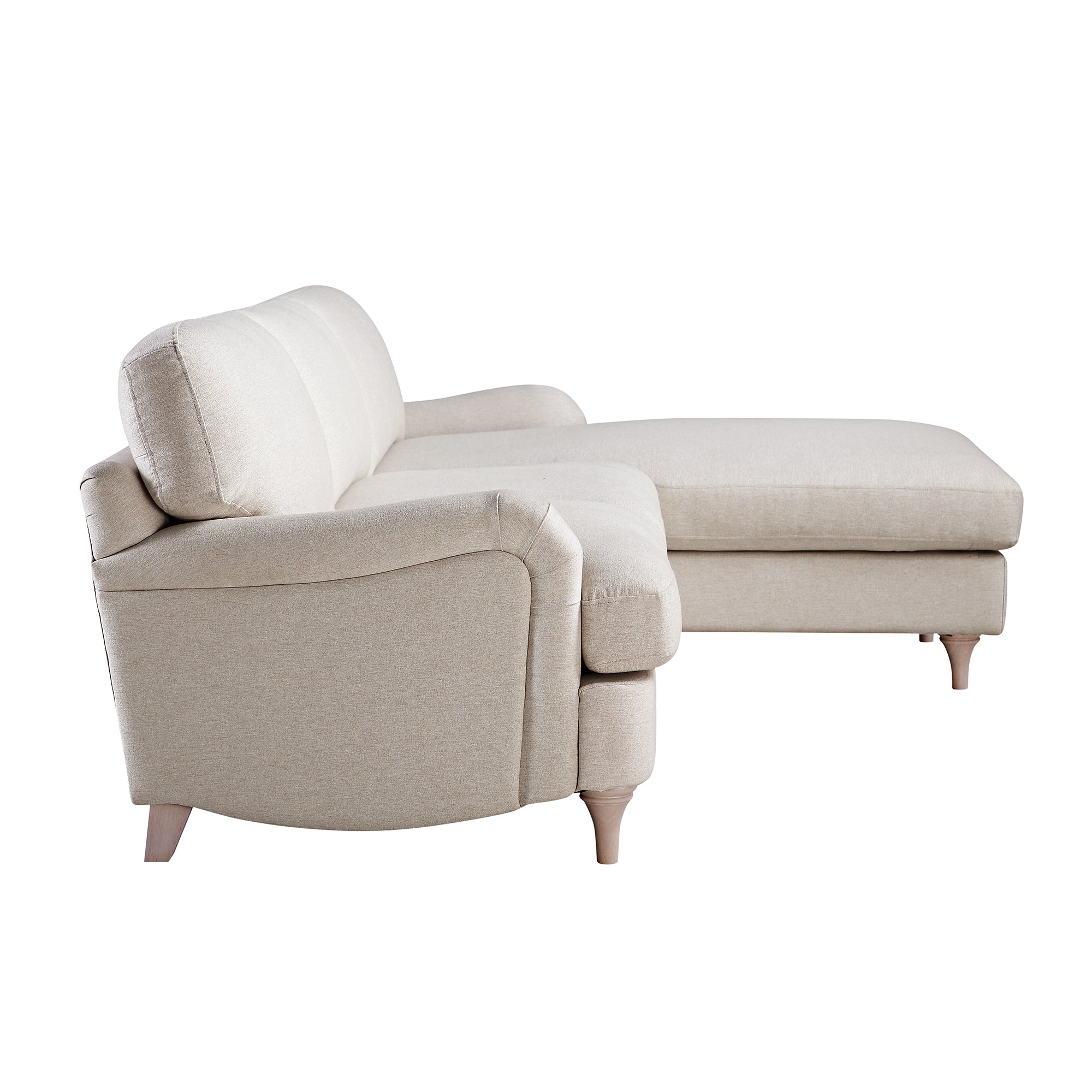 Daphnis Oatmeal Fabric Sofa, Grande Chaise Sofa Right Hand