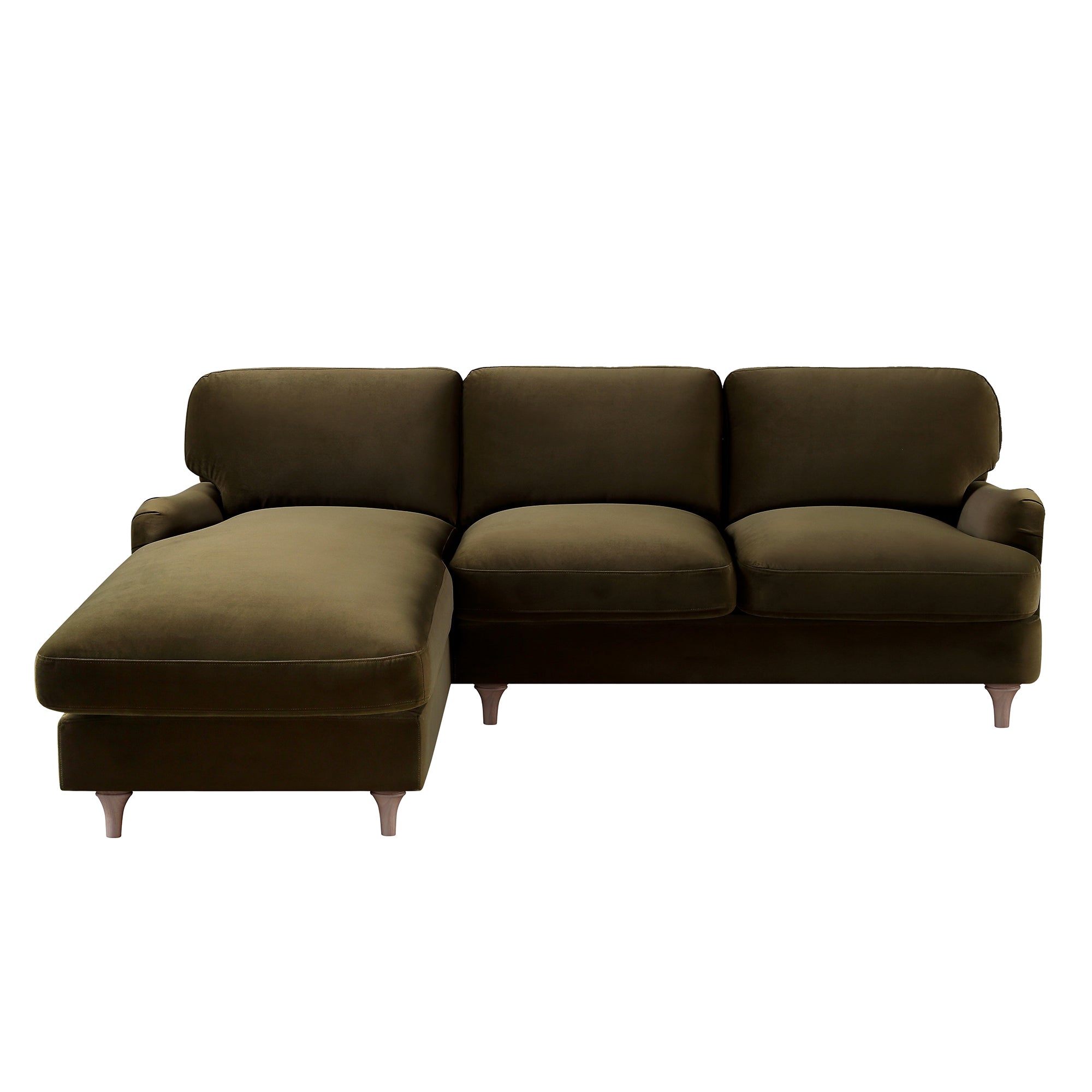 Daphnis Seaweed Velvet Sofa, Grande Chaise Sofa Left Hand