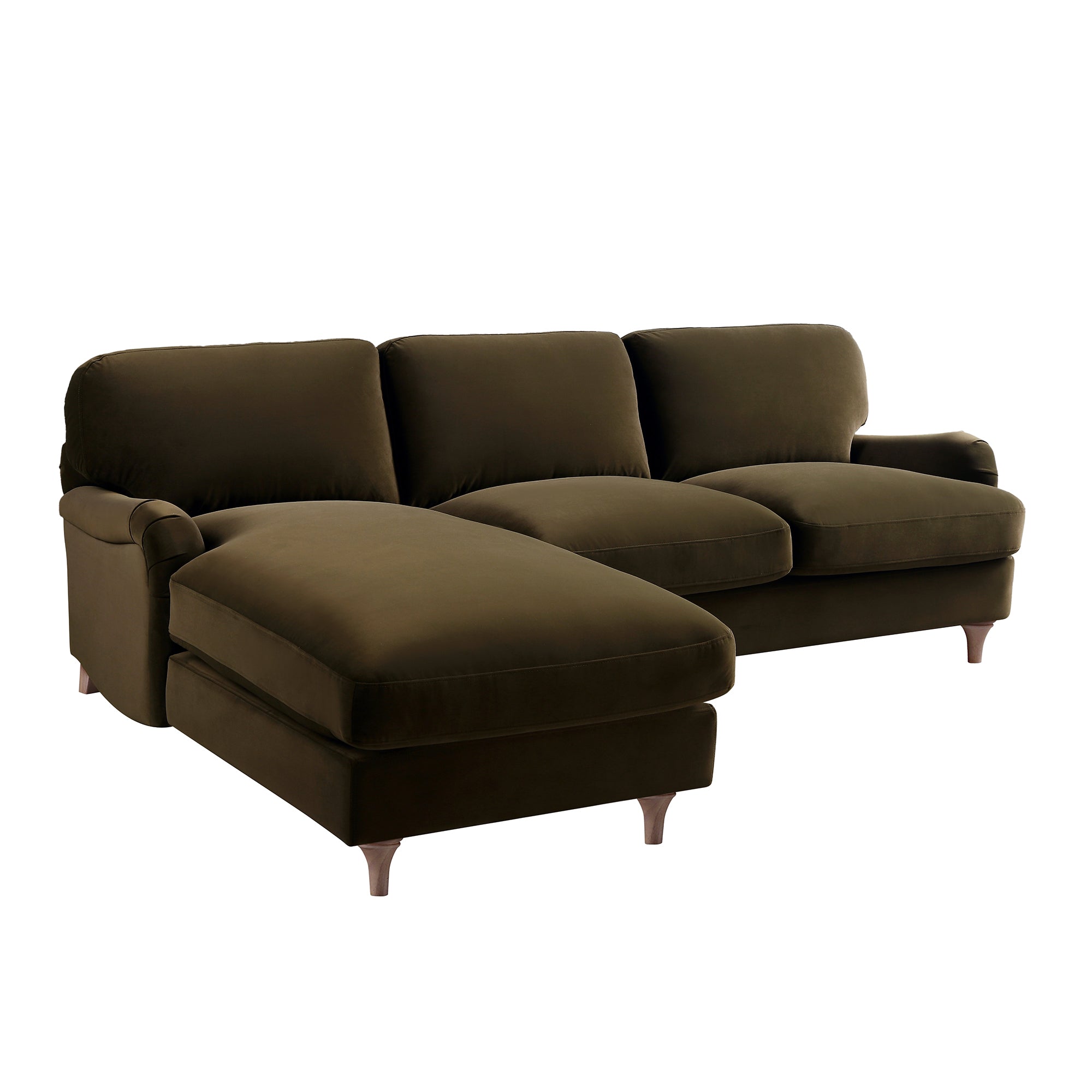 Daphnis Seaweed Velvet Sofa, Grande Chaise Sofa Left Hand