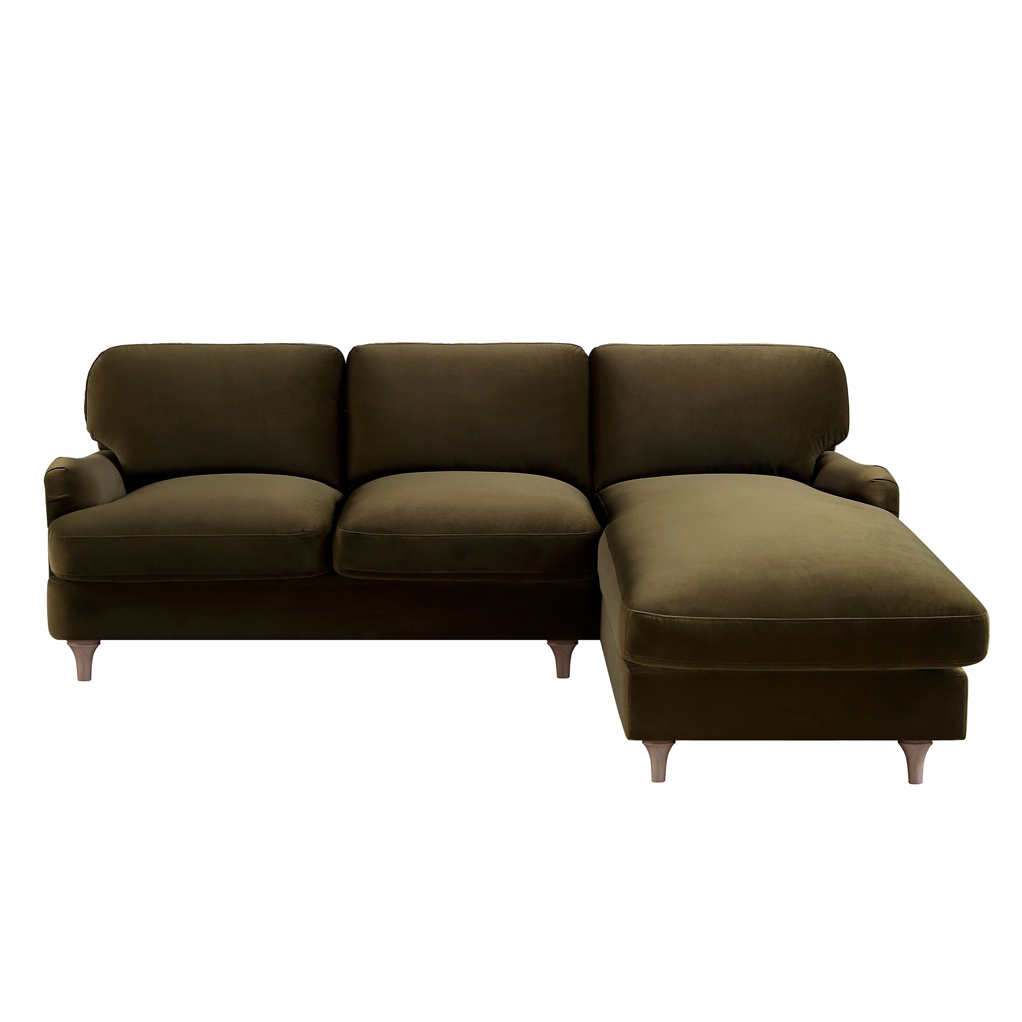 Daphnis Seaweed Velvet Sofa, Grande Chaise Sofa Right Hand