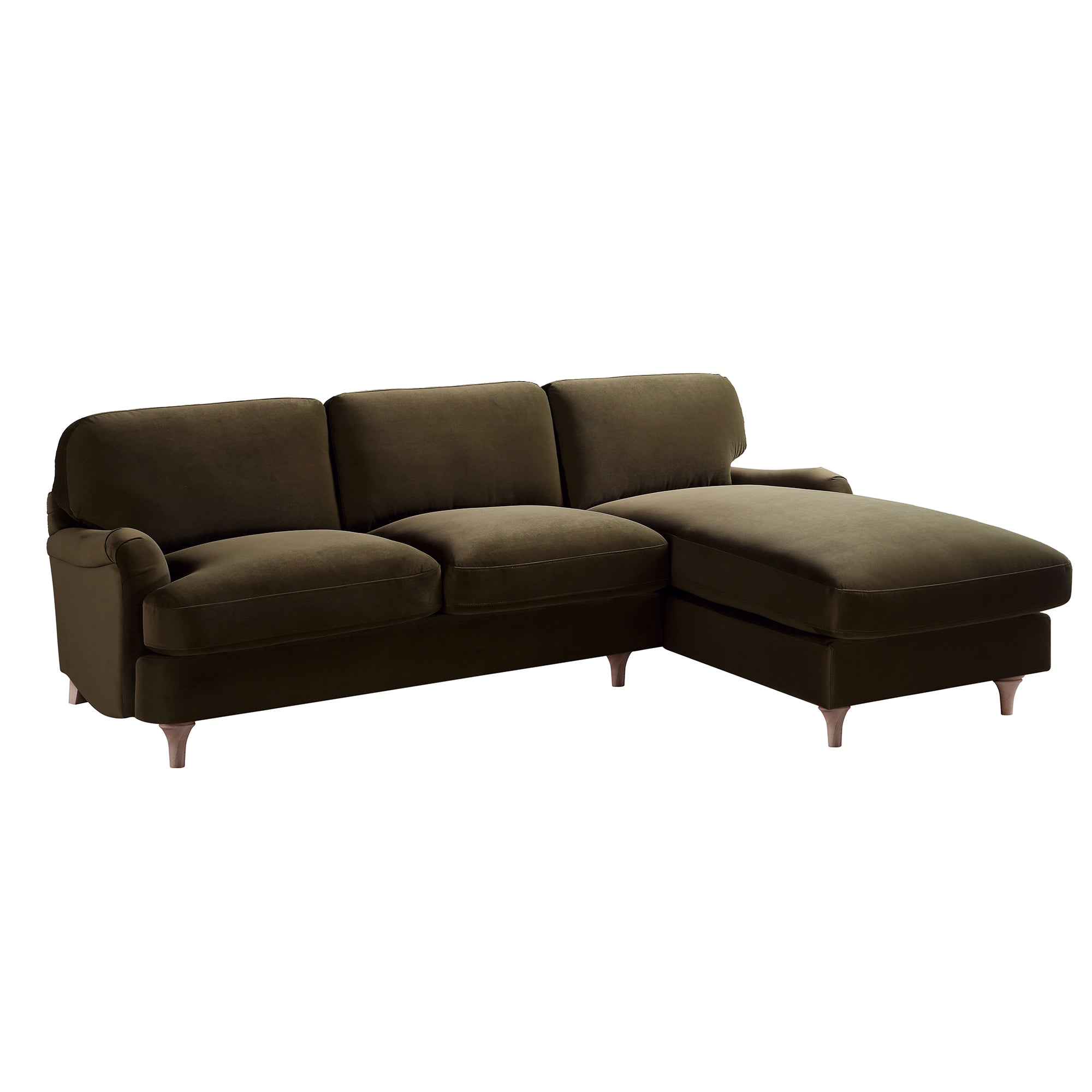 Daphnis Seaweed Velvet Sofa, Grande Chaise Sofa Right Hand