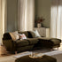 Daphnis Seaweed Velvet Sofa, Grande Chaise Sofa Right Hand