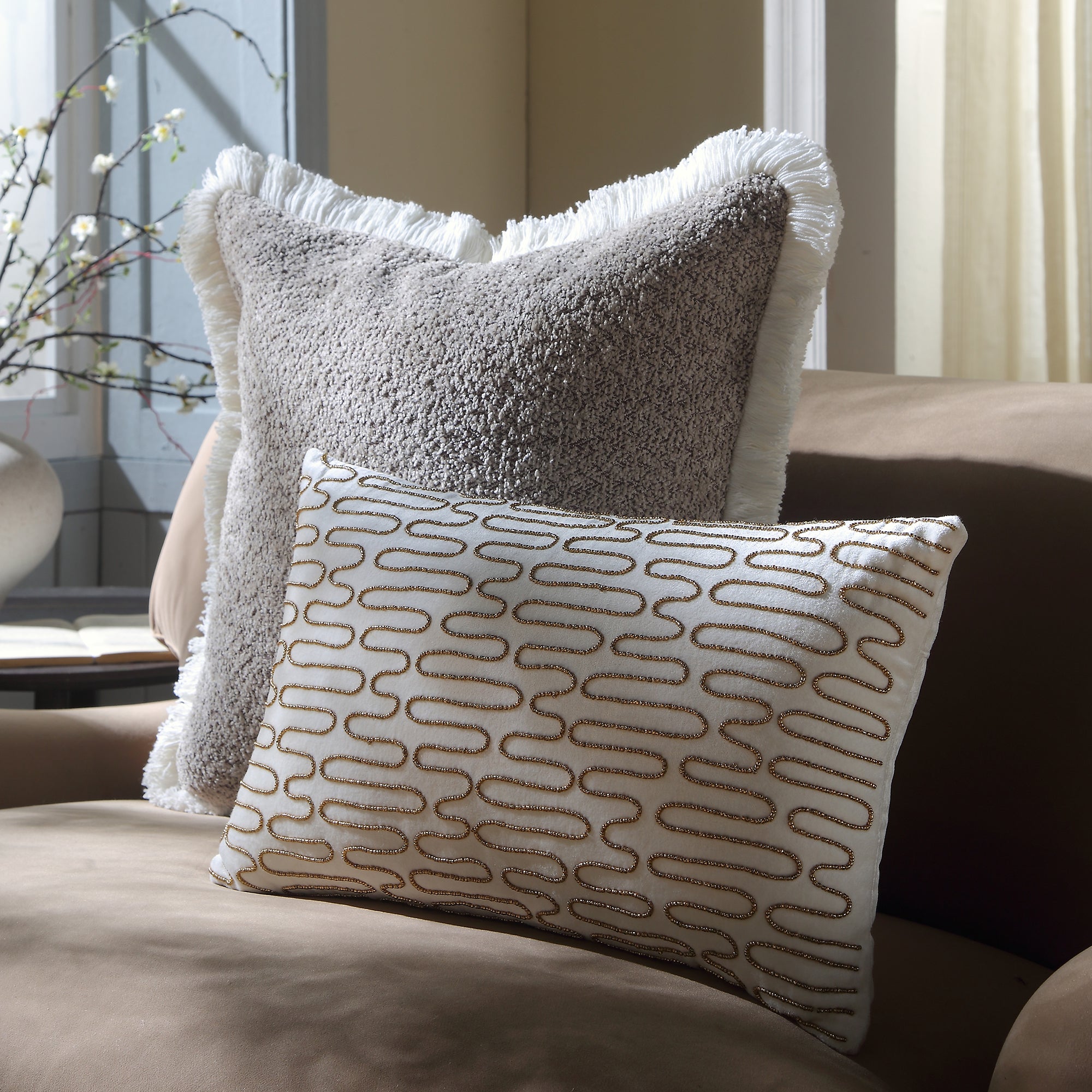 Luxe Collection Allegra Hand Beaded Velvet Cushion