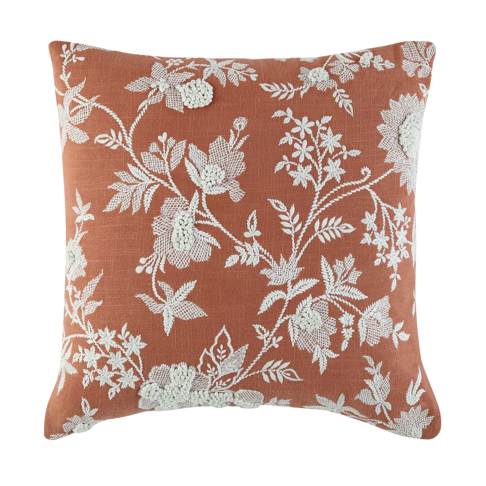 Aubrey Collection Hand Embroidered Floral Cushion