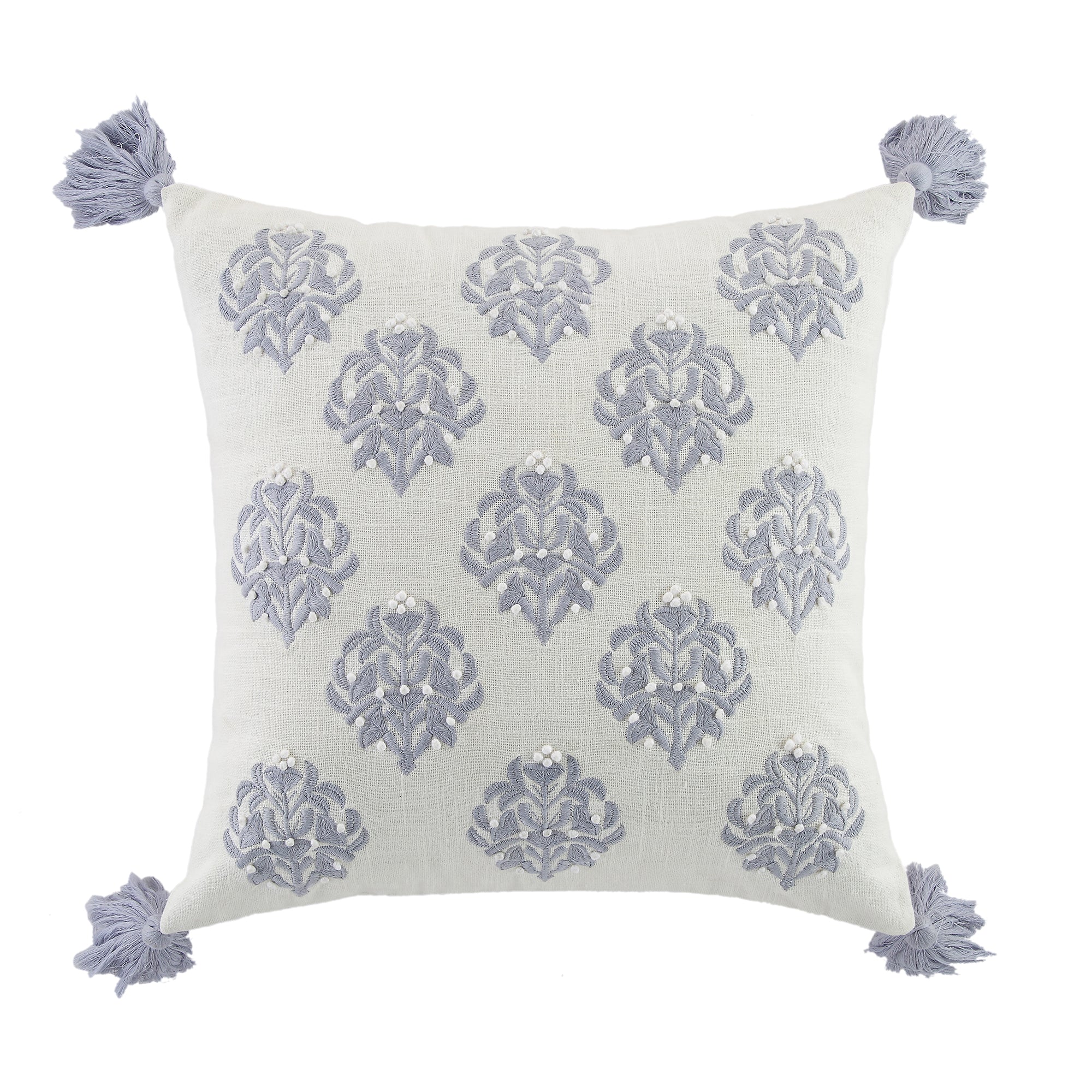 Indigo Collection Ava French Knot White cushion