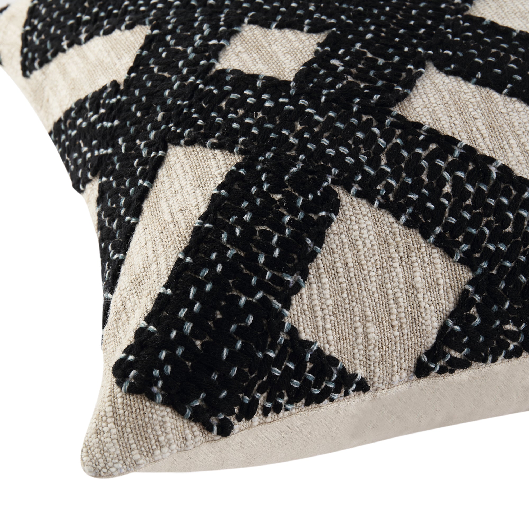 Baja Monochrome Geometric Embroidered Cushion