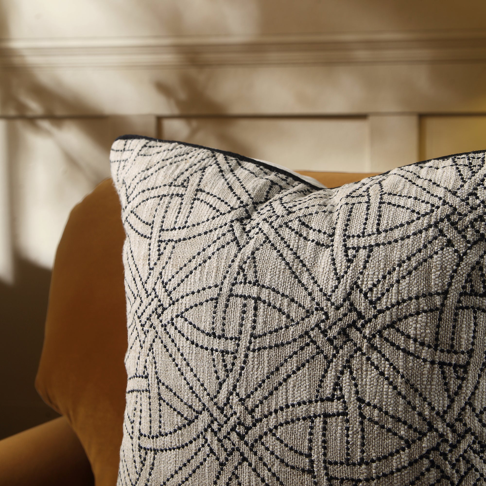 Baja Monochrome Illusion Embroidered Cushion