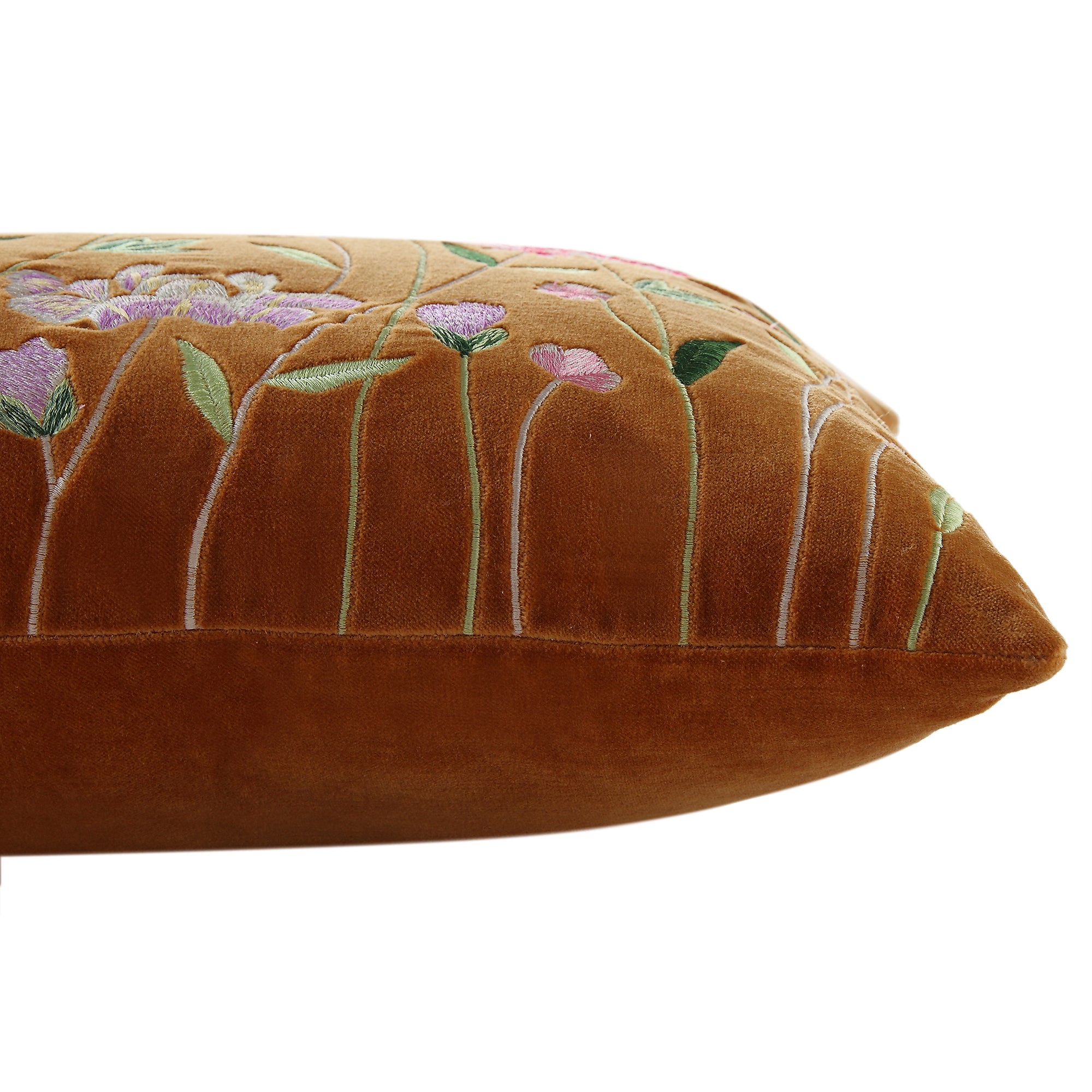 Botanica Collection Apricot Velvet Hand Embroidered Cushion