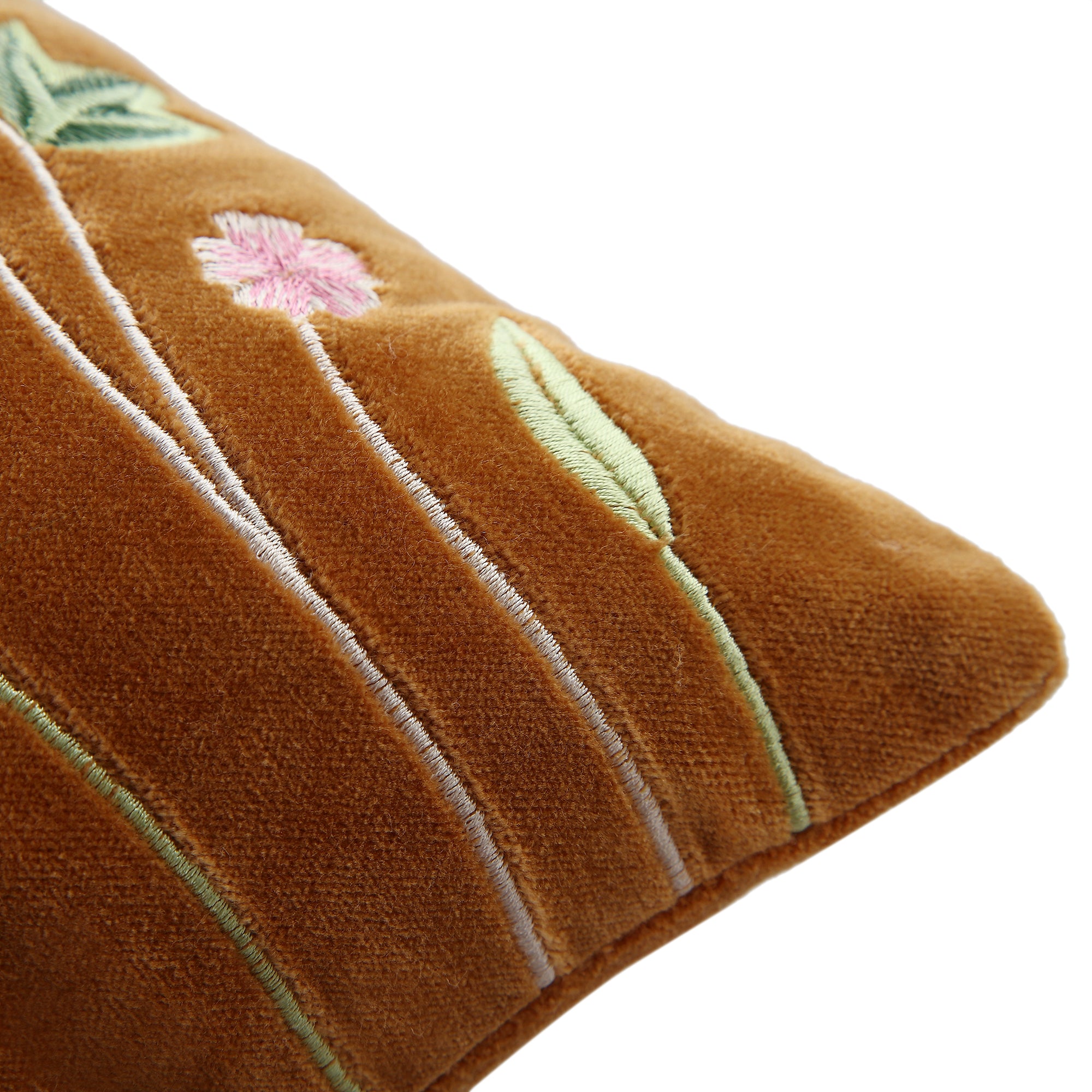 Botanica Collection Apricot Velvet Hand Embroidered Cushion