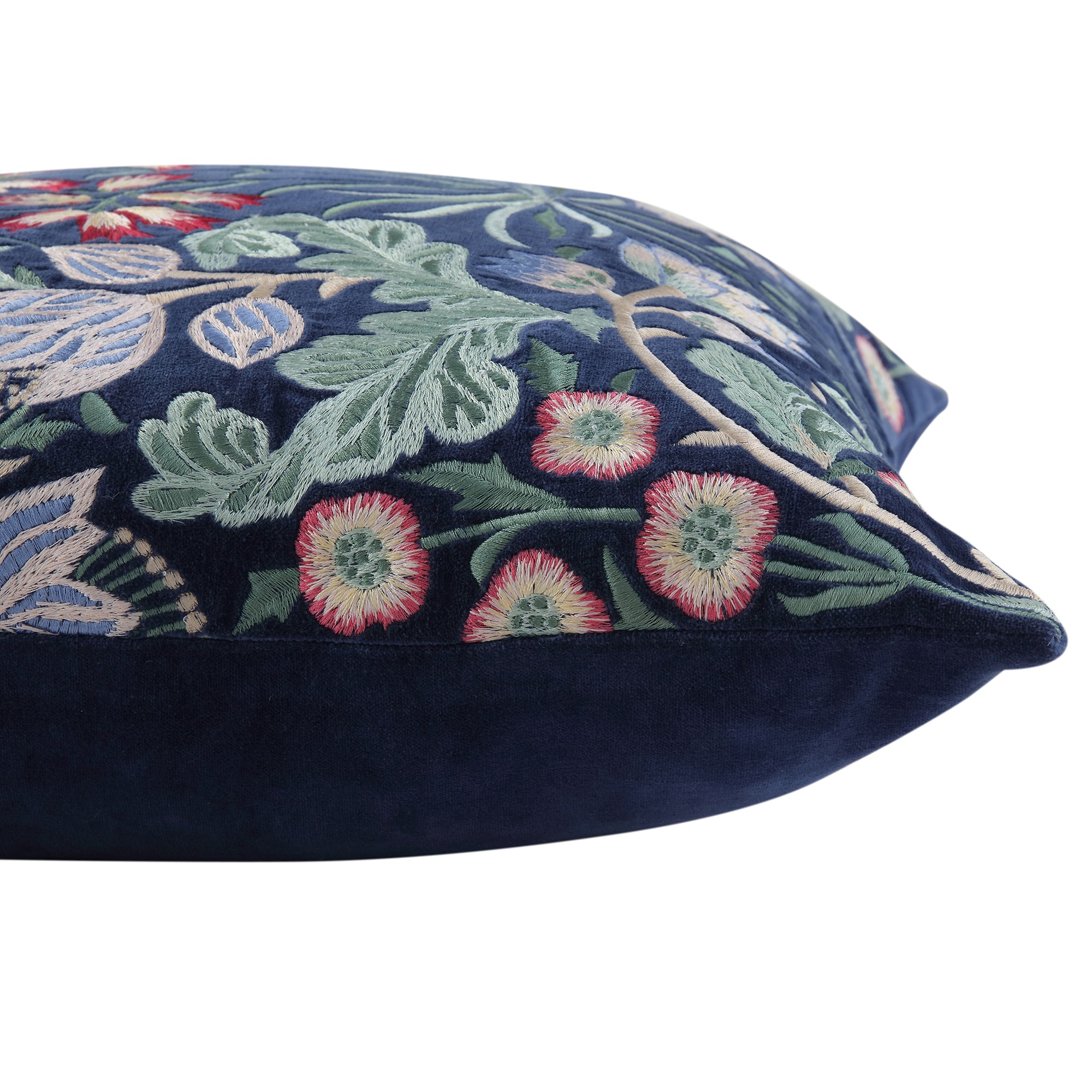 Botanica Collection Midnight Blue Velvet Hand Embroidered Cushion