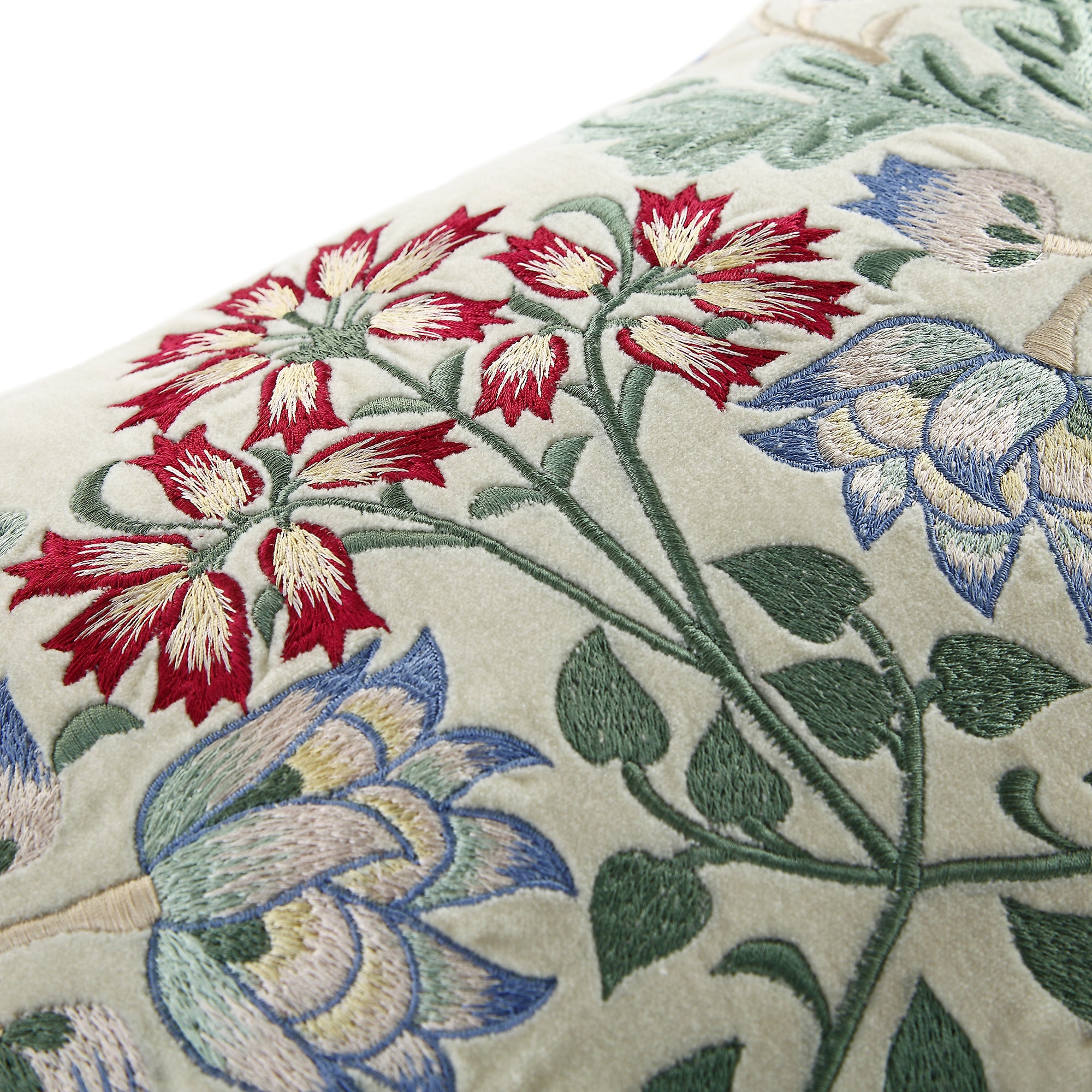 Botanica Collection Pearl Velvet Hand Embroidered Cushion