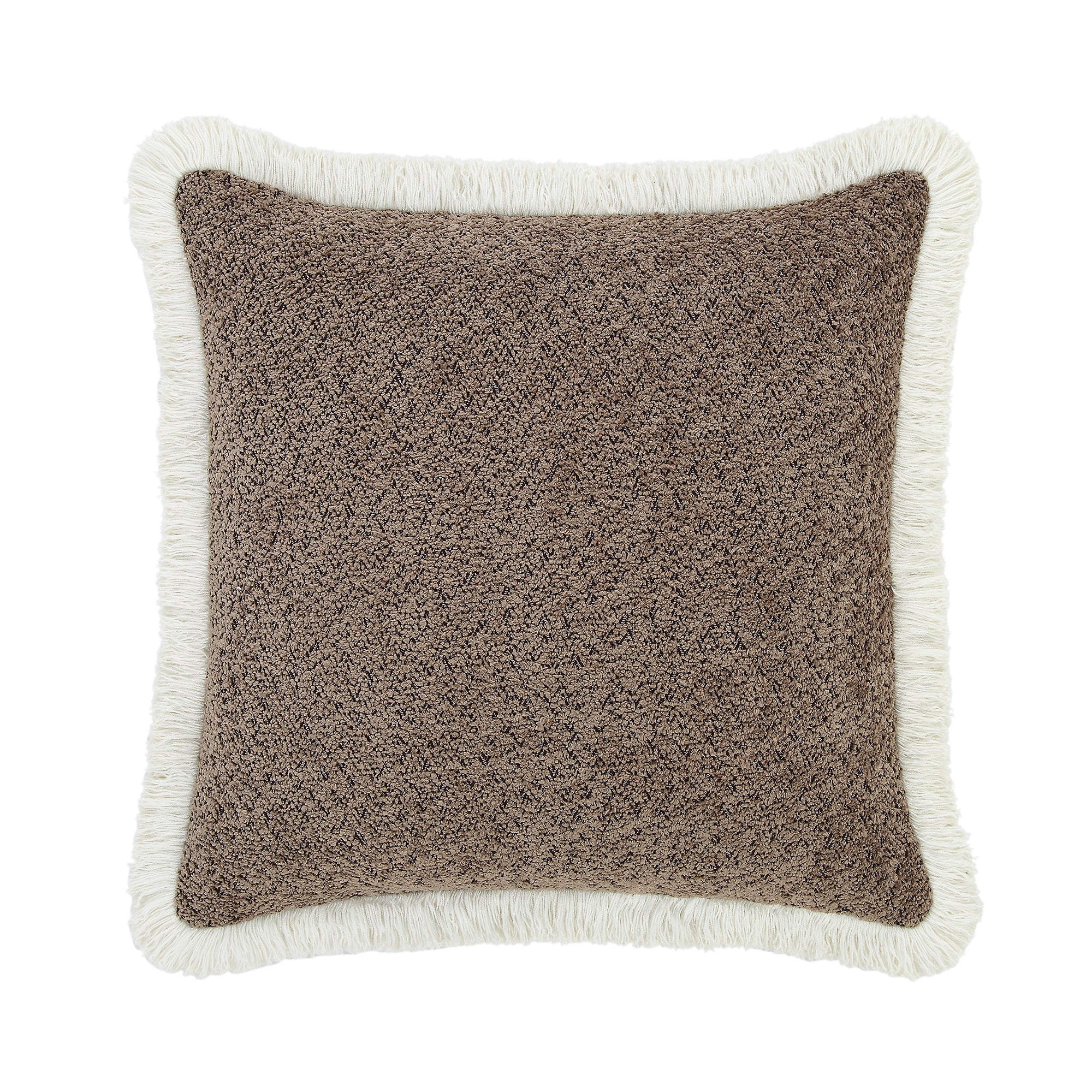 Kyra Bouclé Mink Fringed Cushion