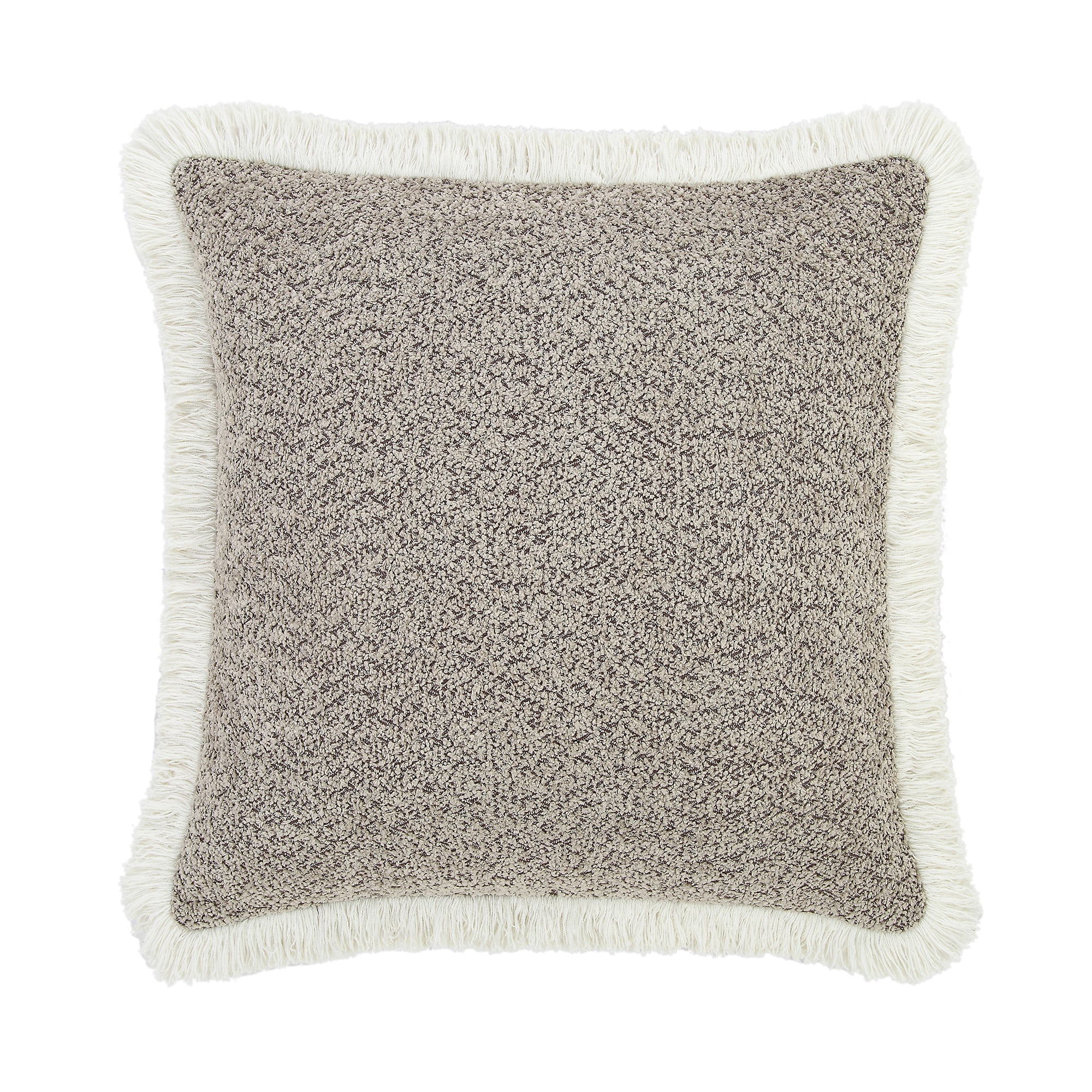 Kyra Bouclé Stone Fringed Cushion