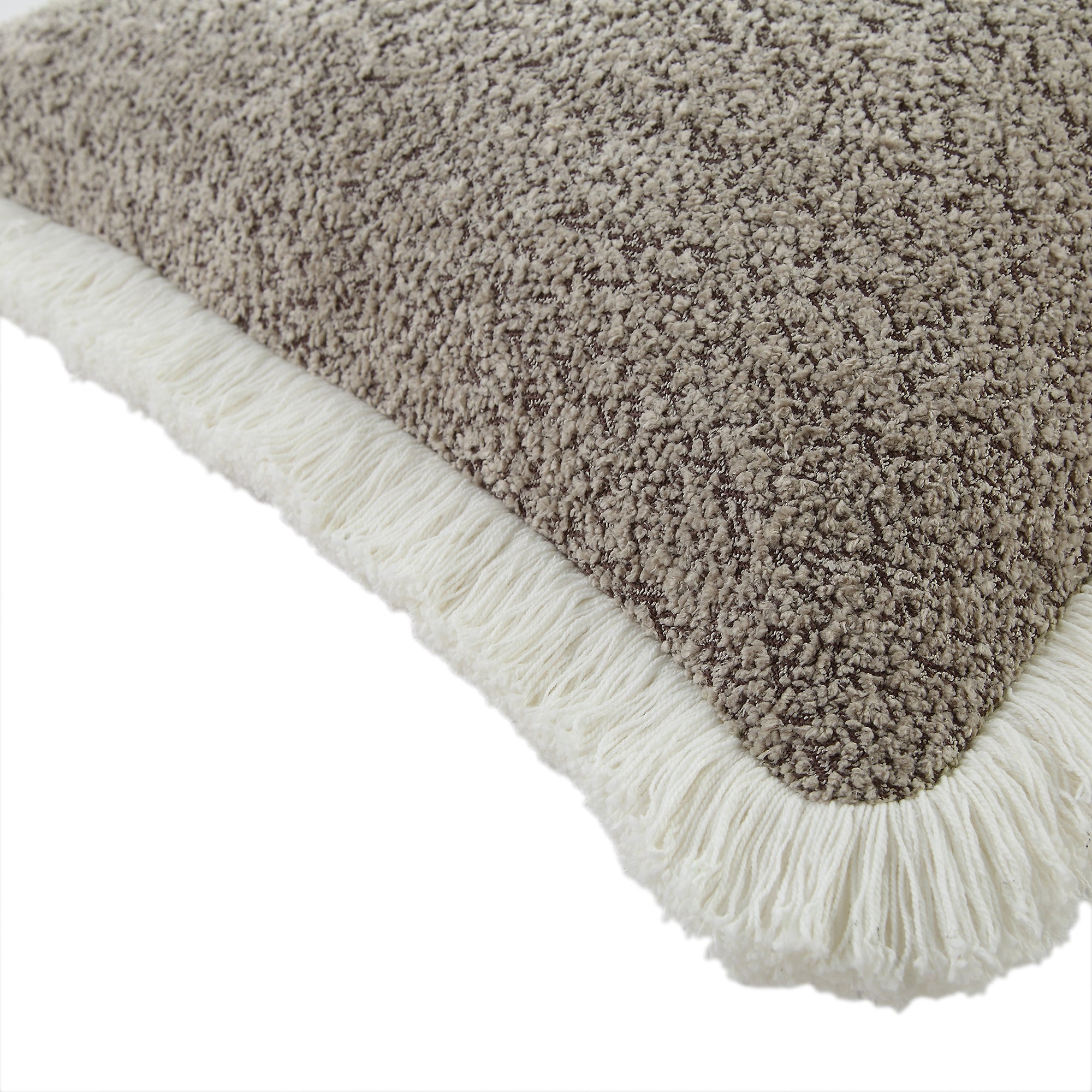 Kyra Bouclé Stone Fringed Cushion