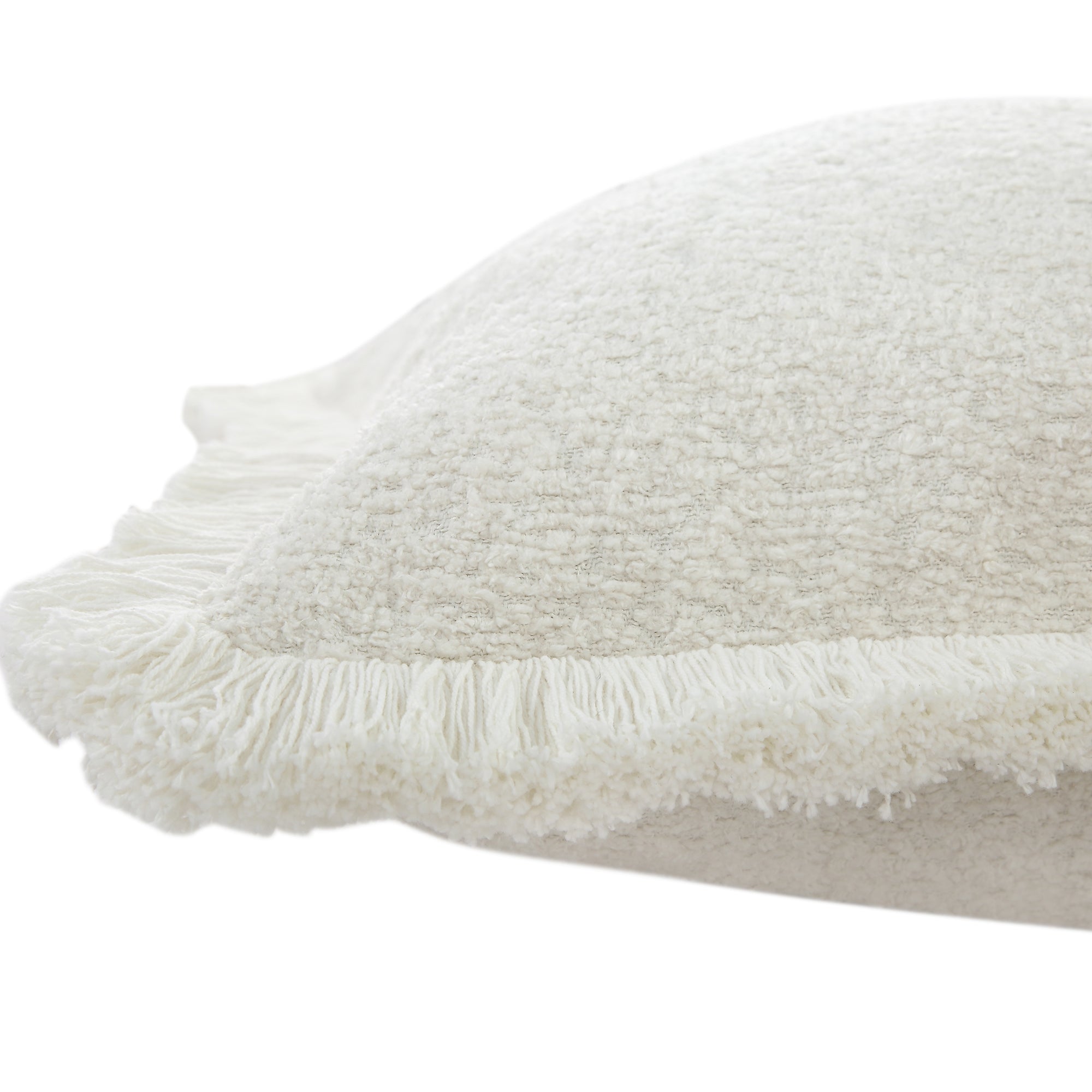 Kyra Bouclé Cream White Fringed Cushion