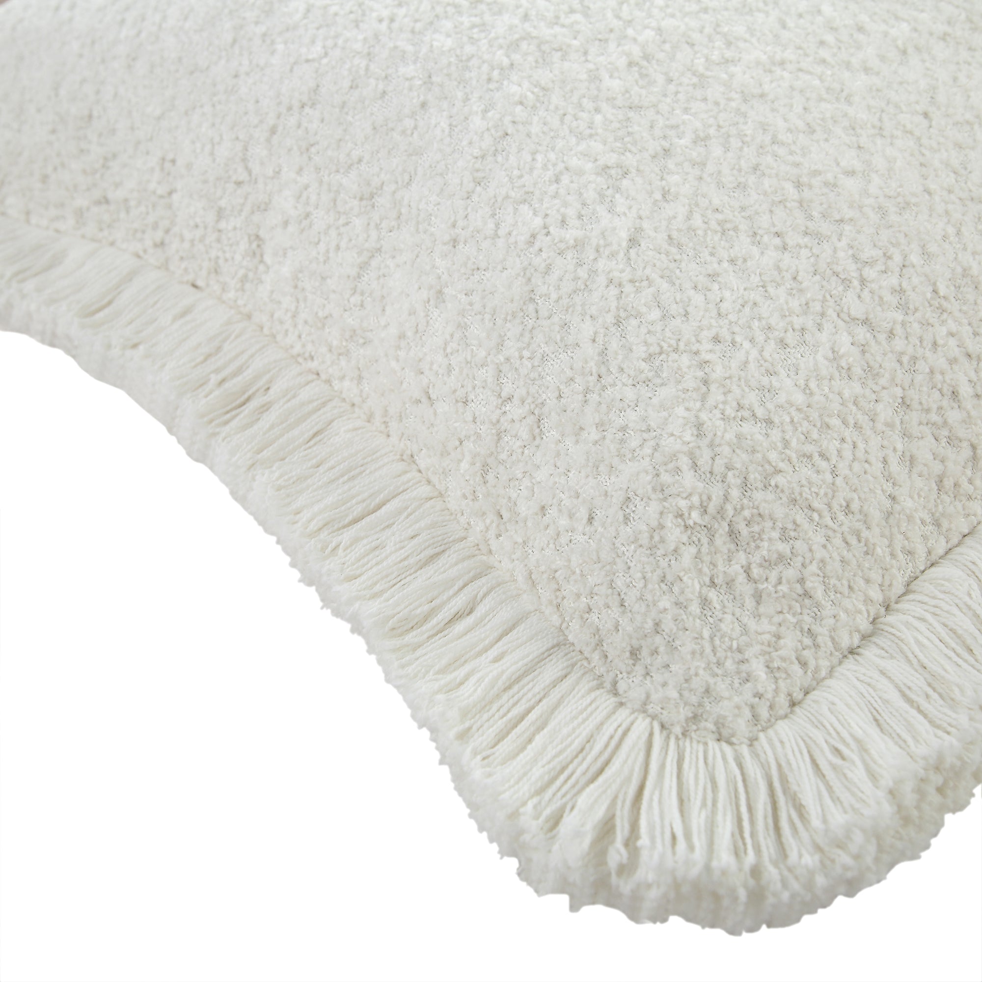 Kyra Bouclé Cream White Fringed Cushion