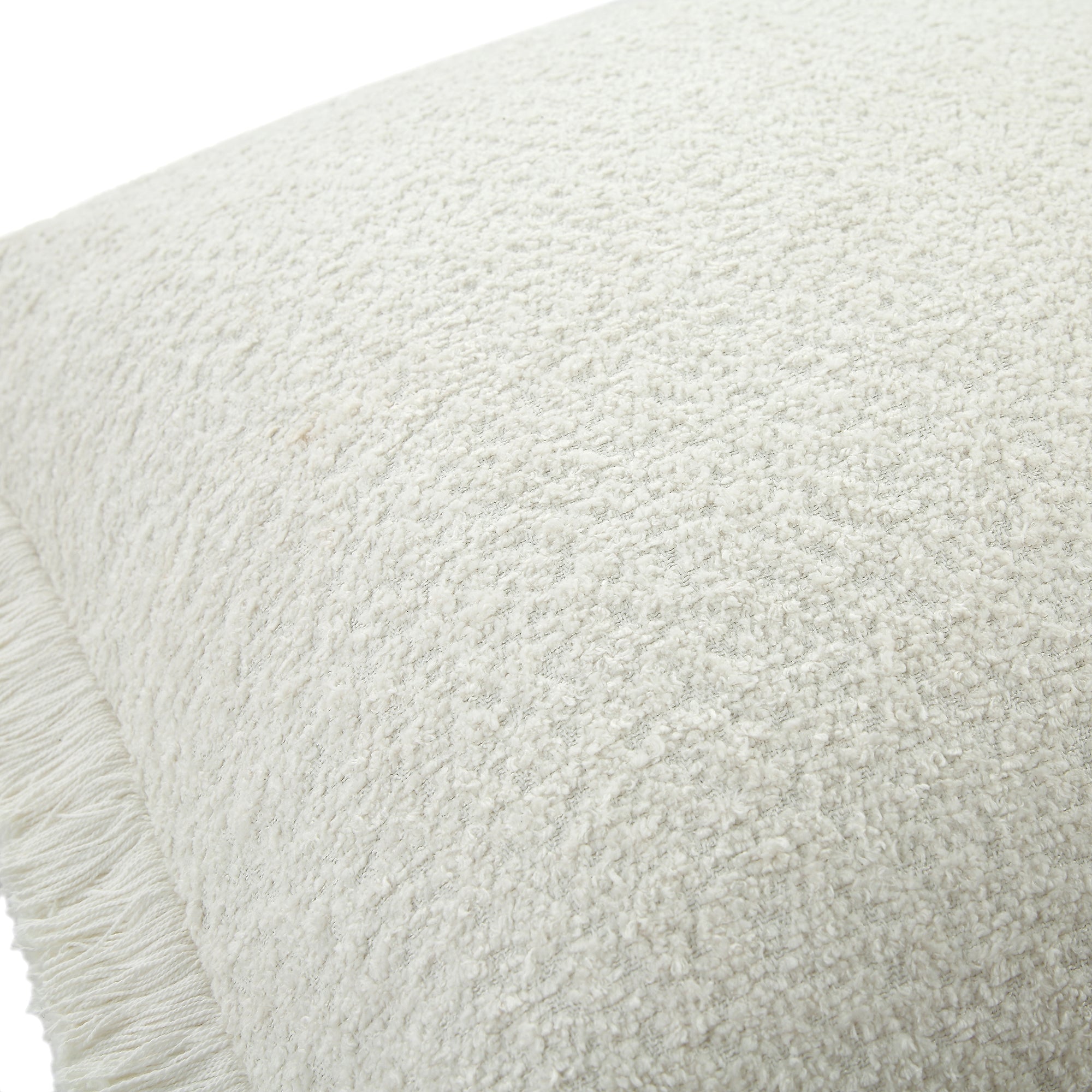 Kyra Bouclé Cream White Fringed Cushion