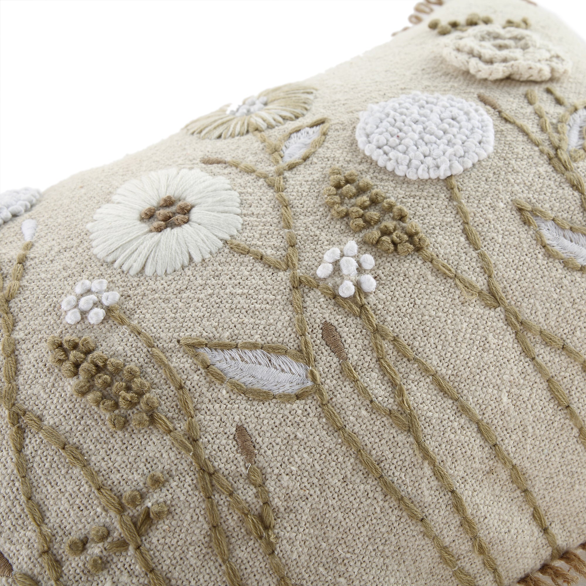 Delilah Crochet Jute Lace Hand Embroidered Rectangular Cushion