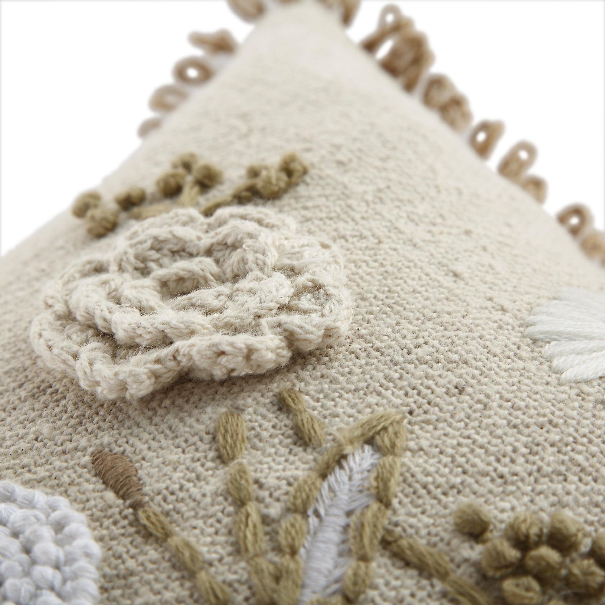 Delilah Crochet Jute Lace Hand Embroidered Rectangular Cushion