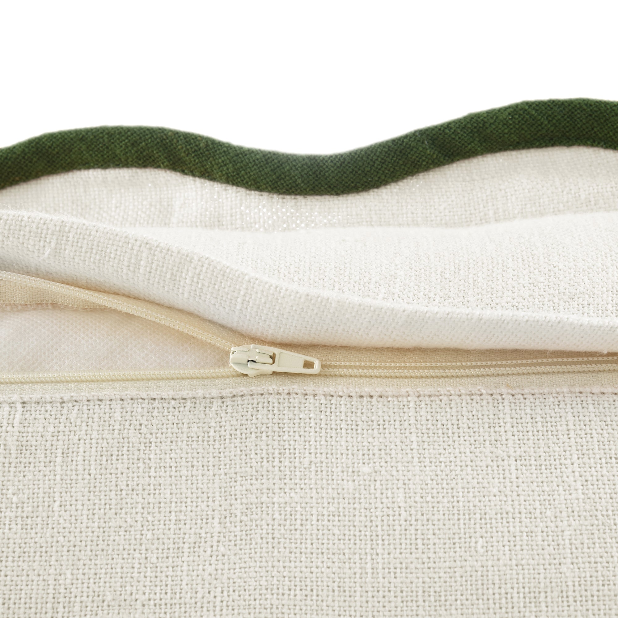 Evie 100%Linen Cedar Green Scalloped Rectangular Cushion