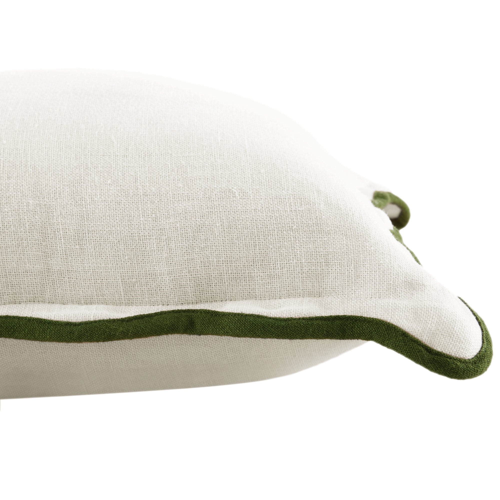 Evie 100%Linen Cedar Green Scalloped Square Cushion