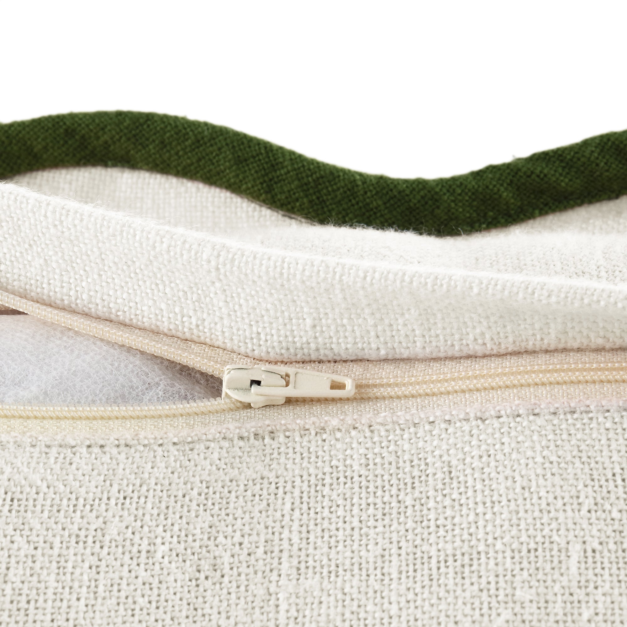 Evie 100%Linen Cedar Green Scalloped Square Cushion