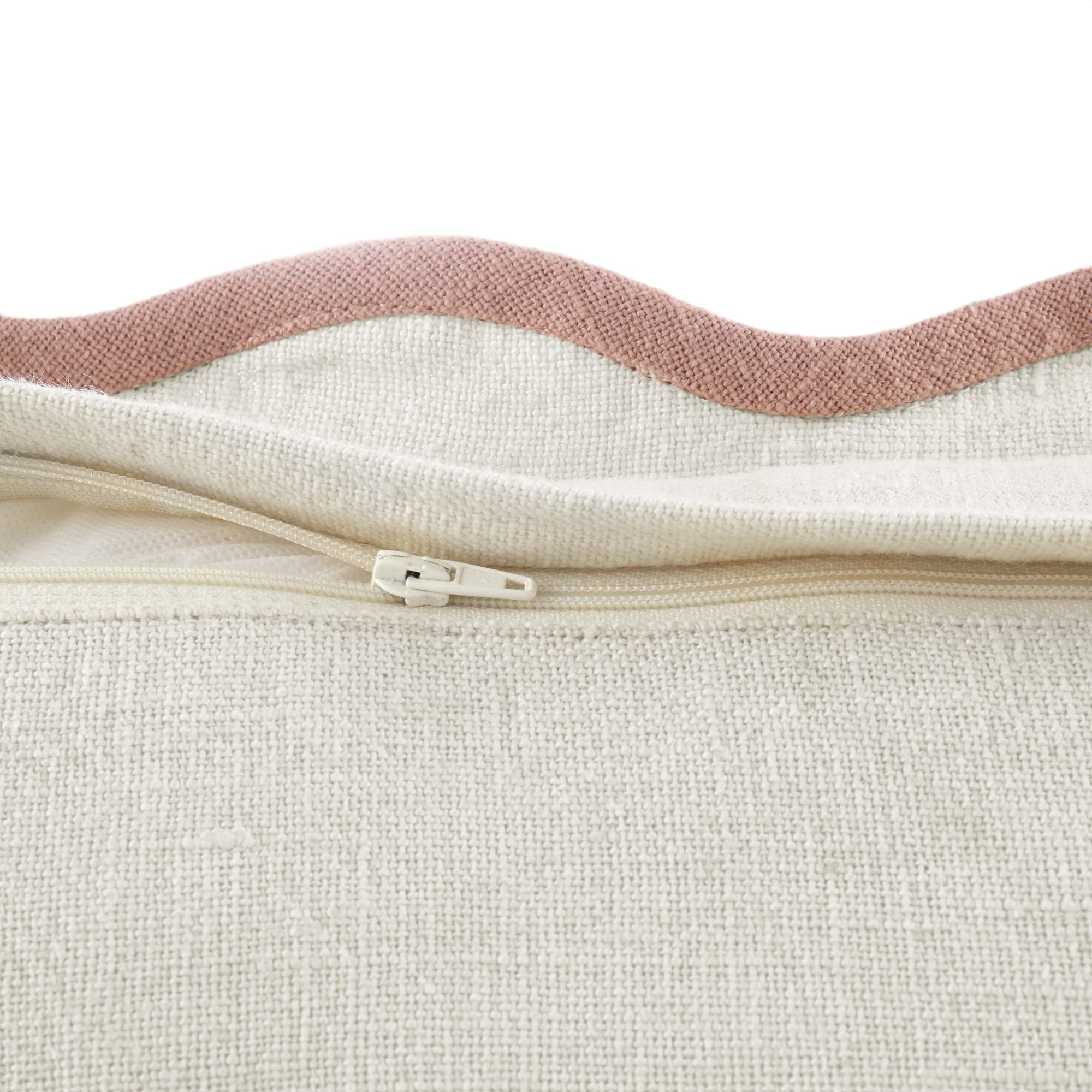 Evie 100%Linen Dusky Pink Scalloped Rectangular Cushion