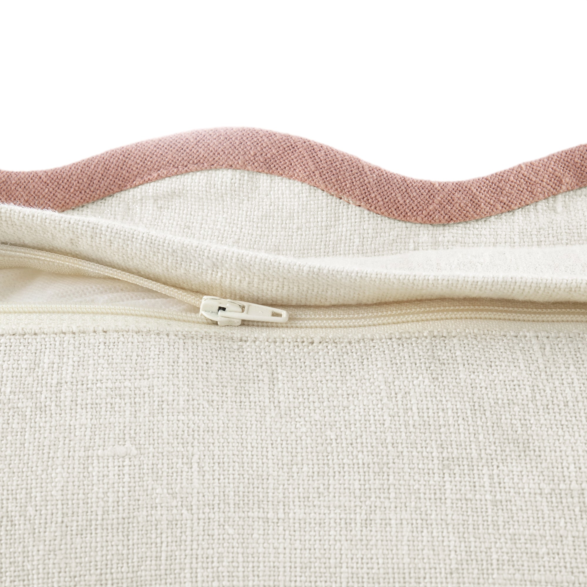 Evie 100%Linen Dusky Pink Scalloped Square Cushion