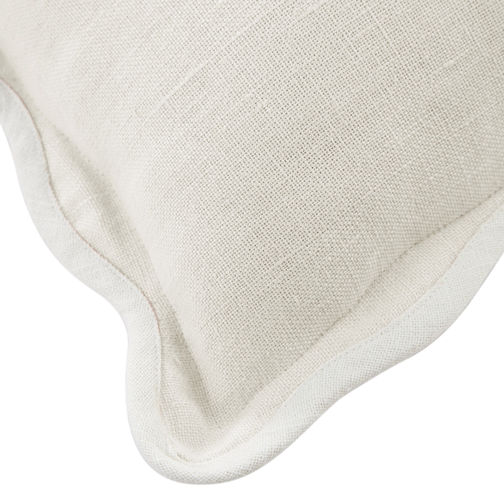 Evie 100%Linen Powder White Scalloped Rectangular Cushion