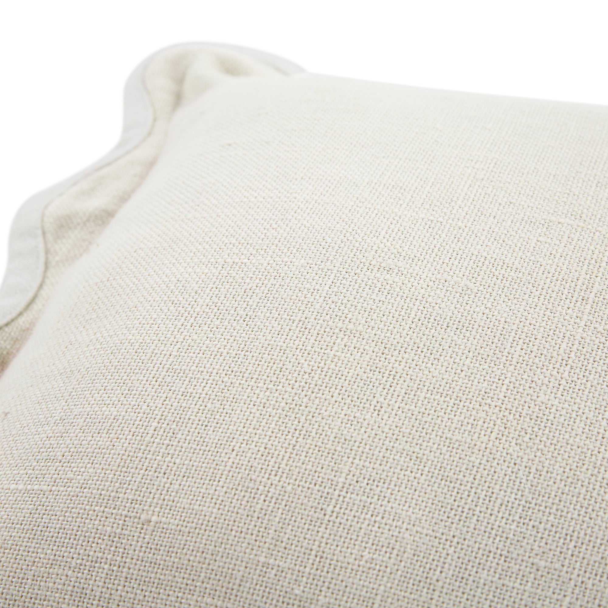 Evie 100%Linen Powder White Scalloped Rectangular Cushion