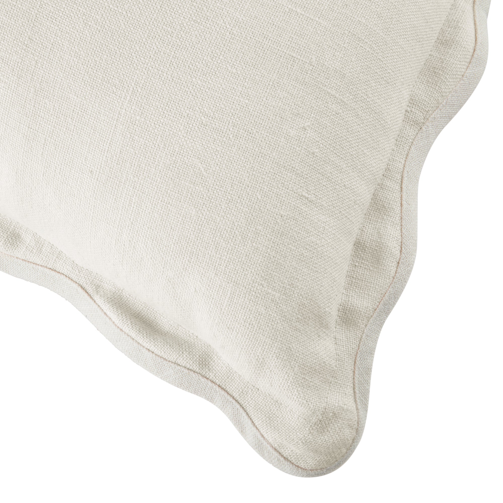 Evie 100%Linen Powder White Scalloped Square Cushion