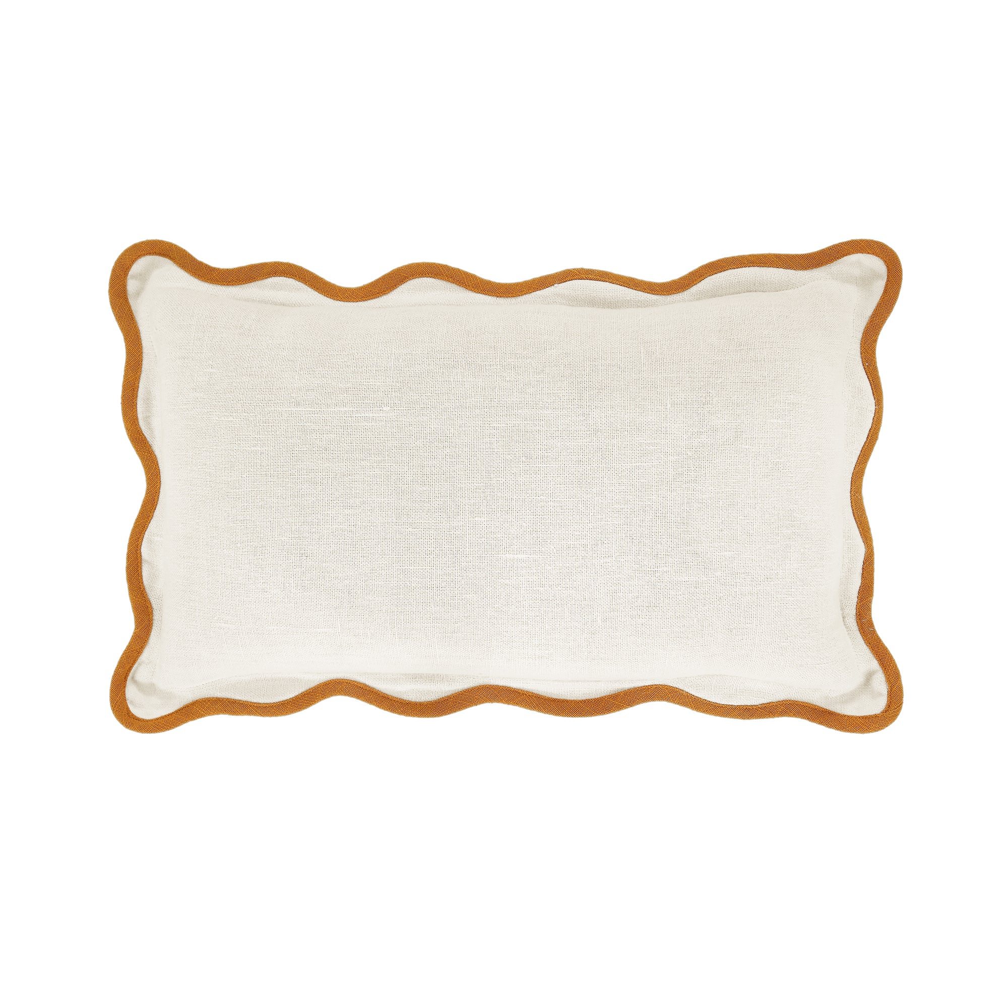 Evie 100%Linen Butterscotch Scalloped Rectangular Cushion