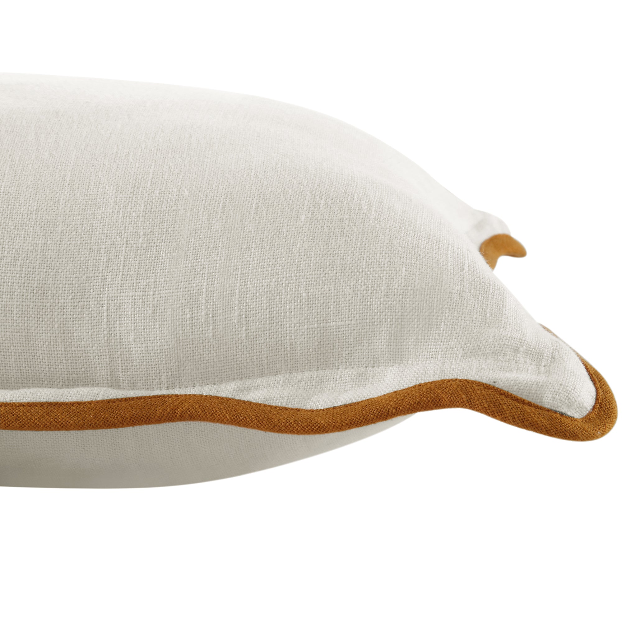 Evie 100%Linen Butterscotch Scalloped Square Cushion