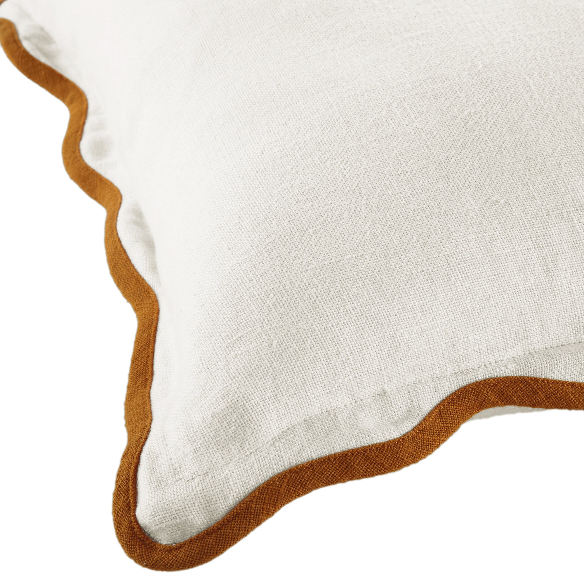 Evie 100%Linen Butterscotch Scalloped Square Cushion