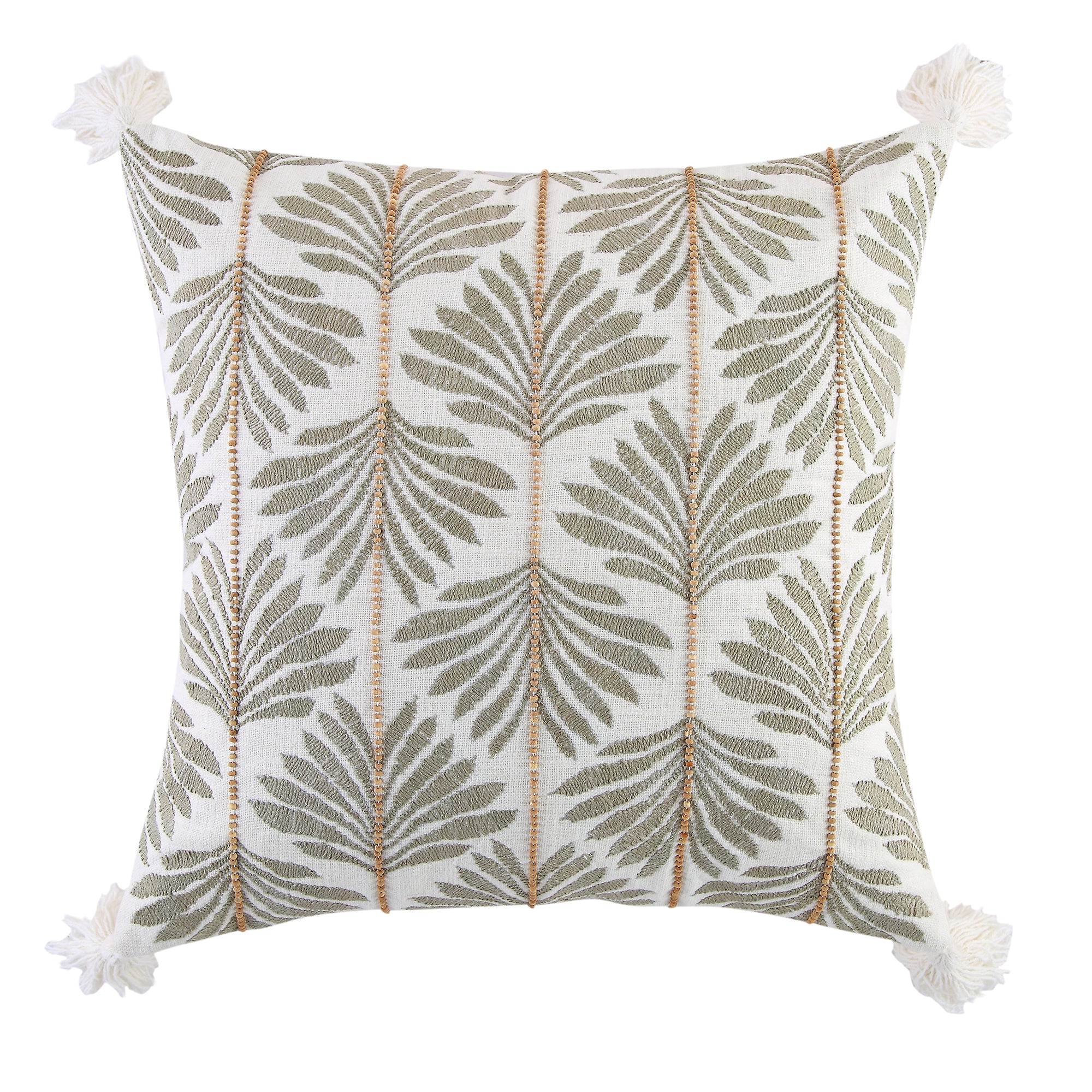 Vine Collection Japonica Hand Embroidered Beaded Cushion