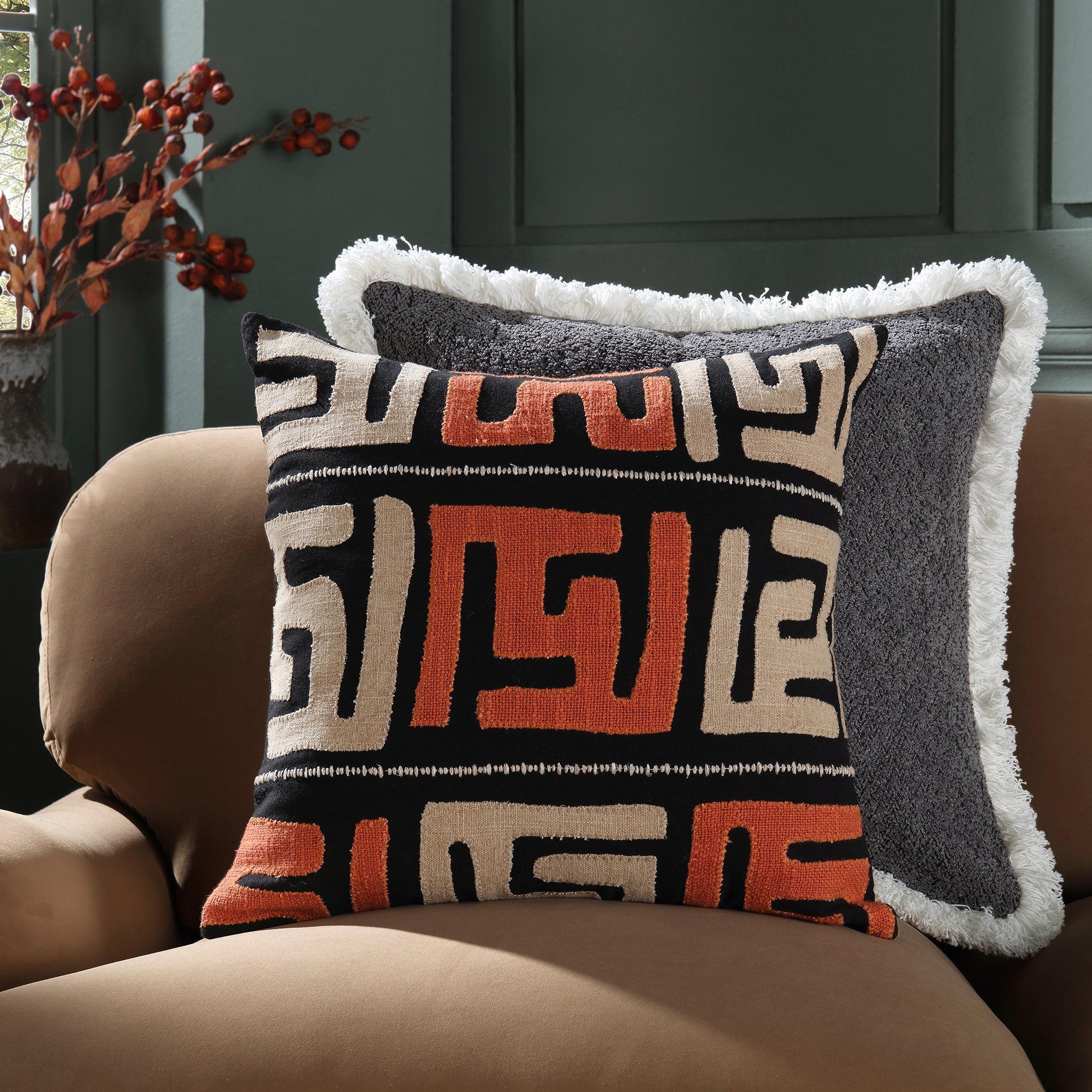 Javari Burnt Terracotta Appliqué Cushion