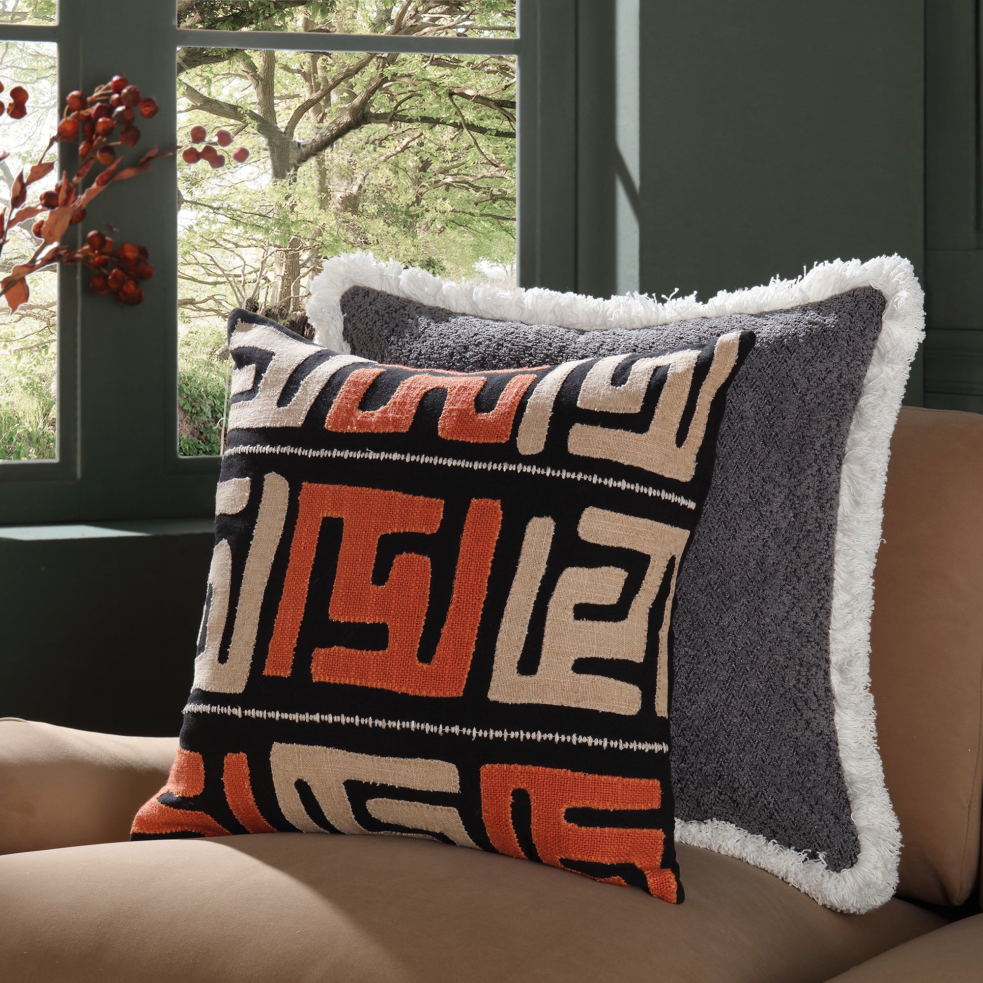 Javari Burnt Terracotta Appliqué Cushion