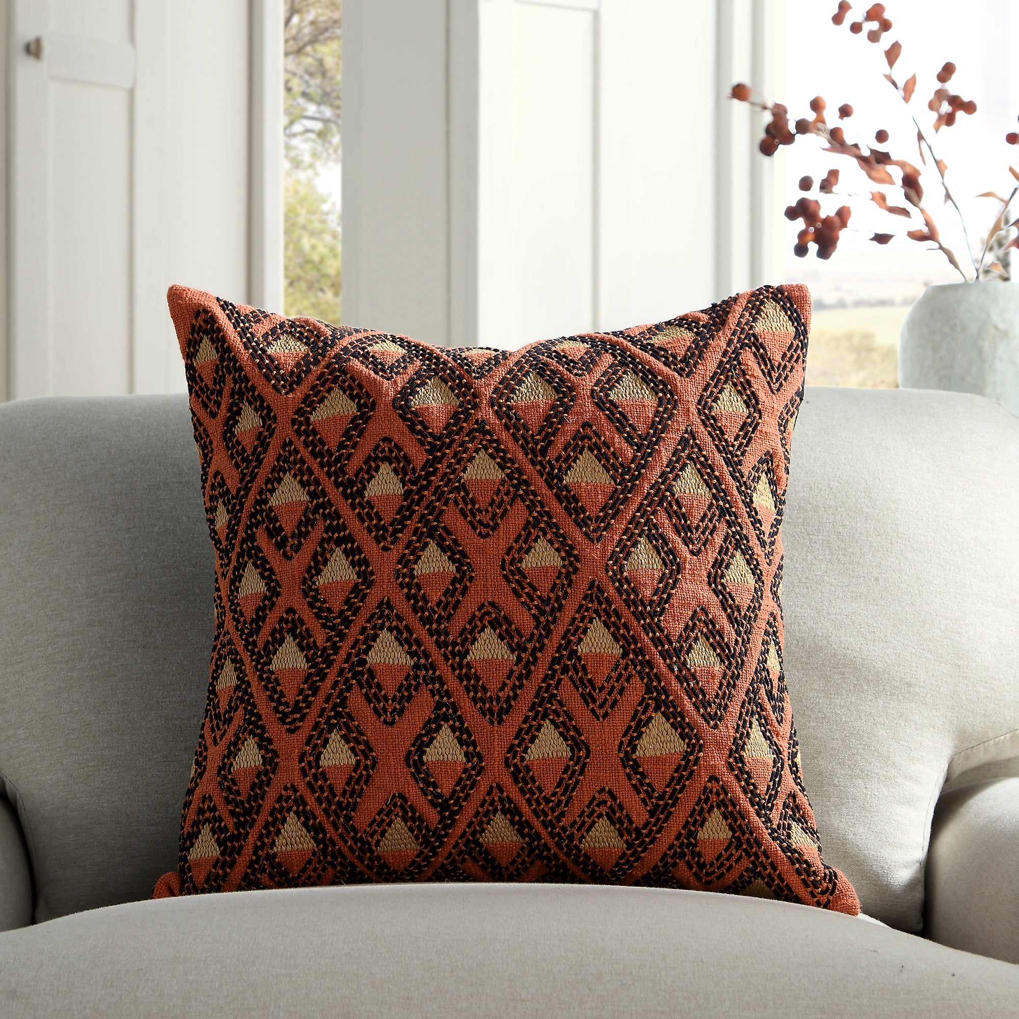 Javari Burnt Terracotta Stitched Cushion