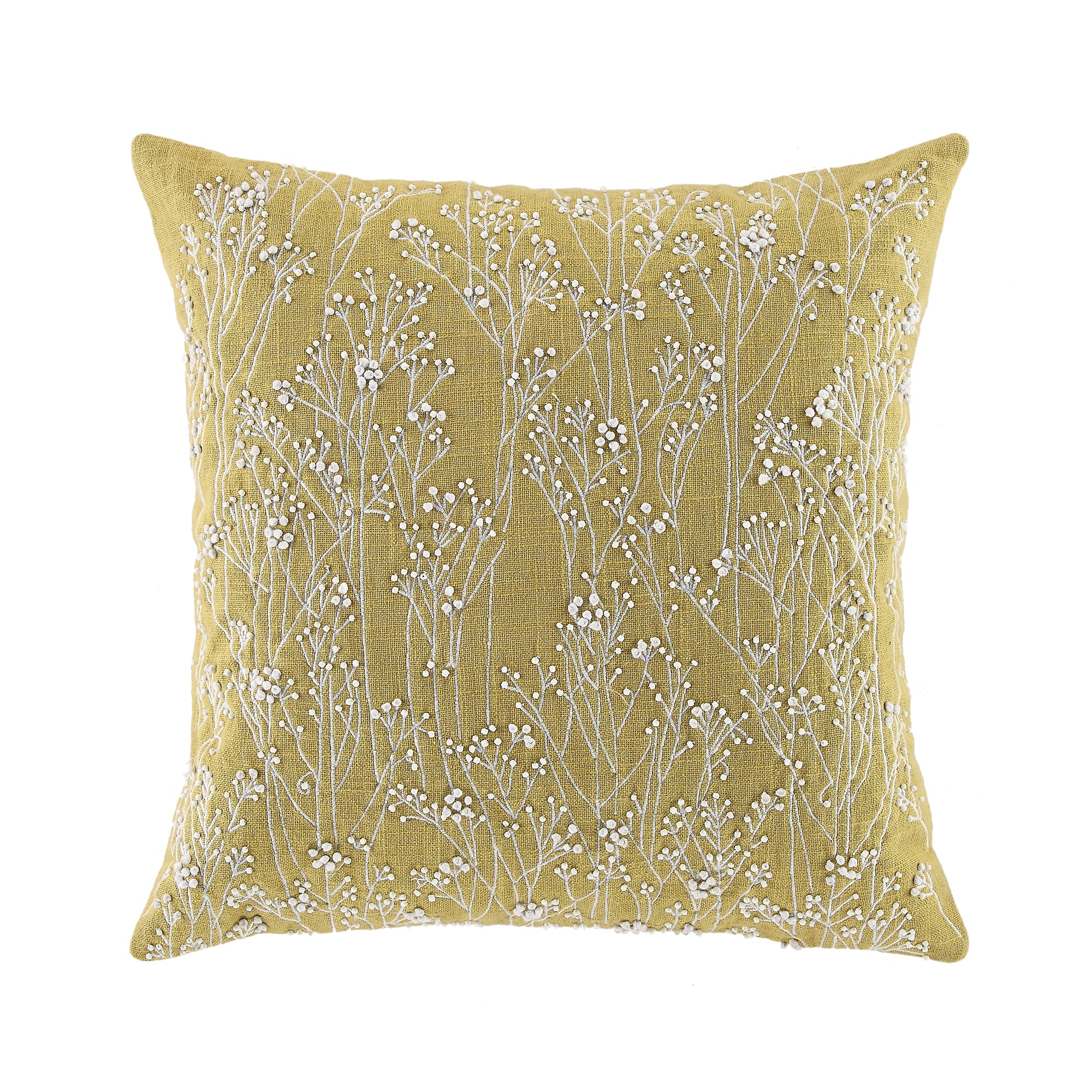 Meadow Hand Beaded and Embroidered Corn Yellow Cushion