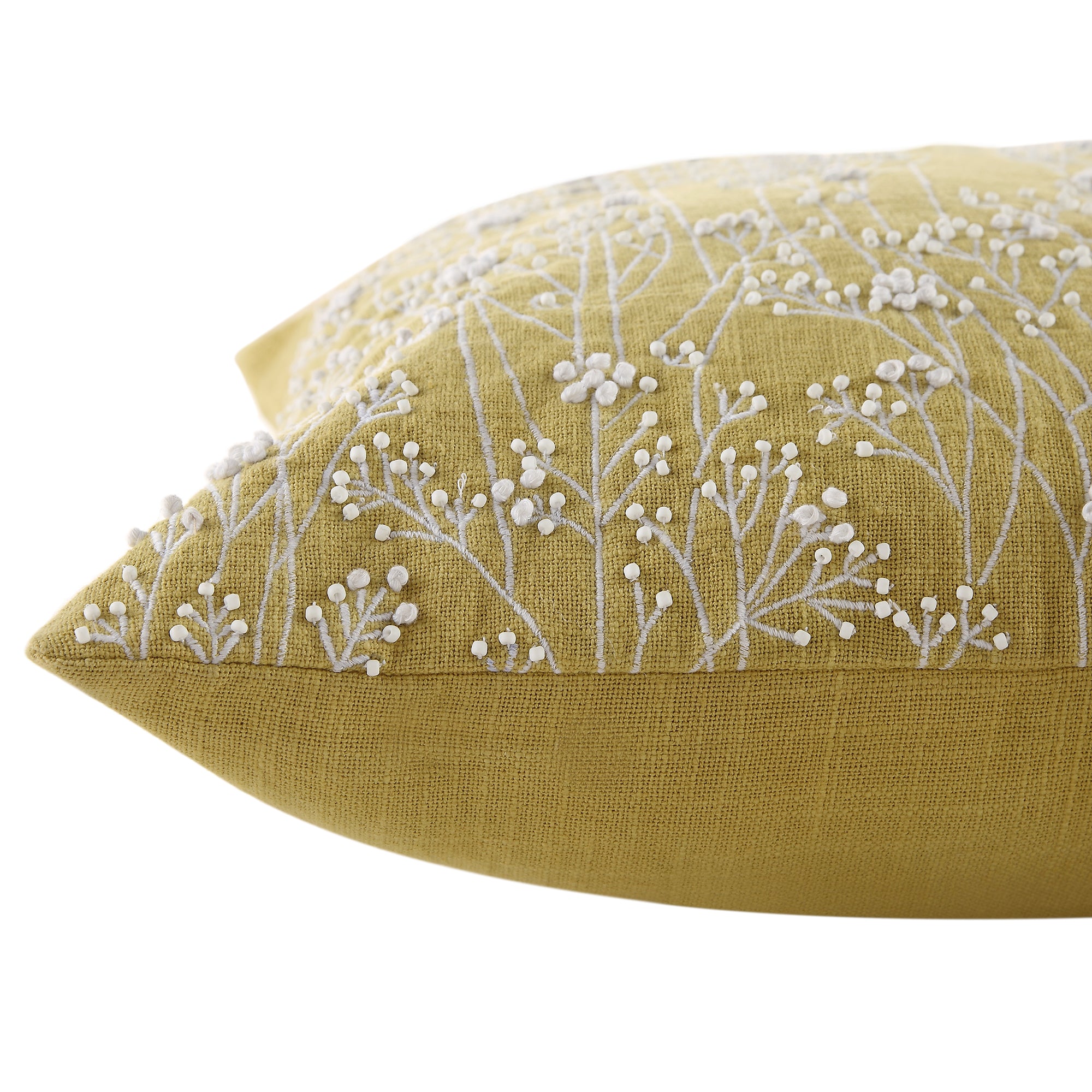 Meadow Hand Beaded and Embroidered Corn Yellow Cushion